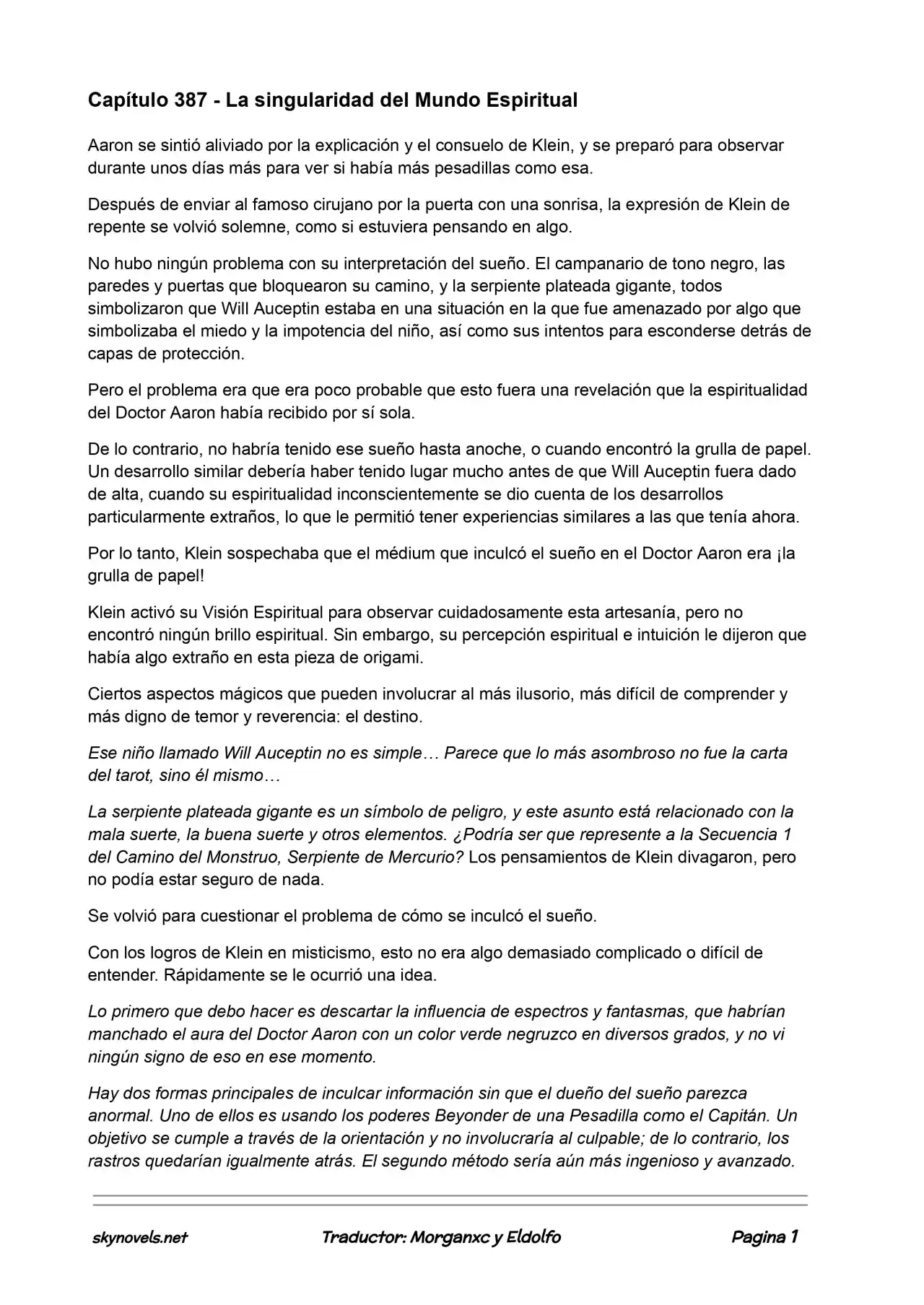 Lord Of The Mysteries (Novela) - Capítulo 387 - Página 1 - LectorTMOo
