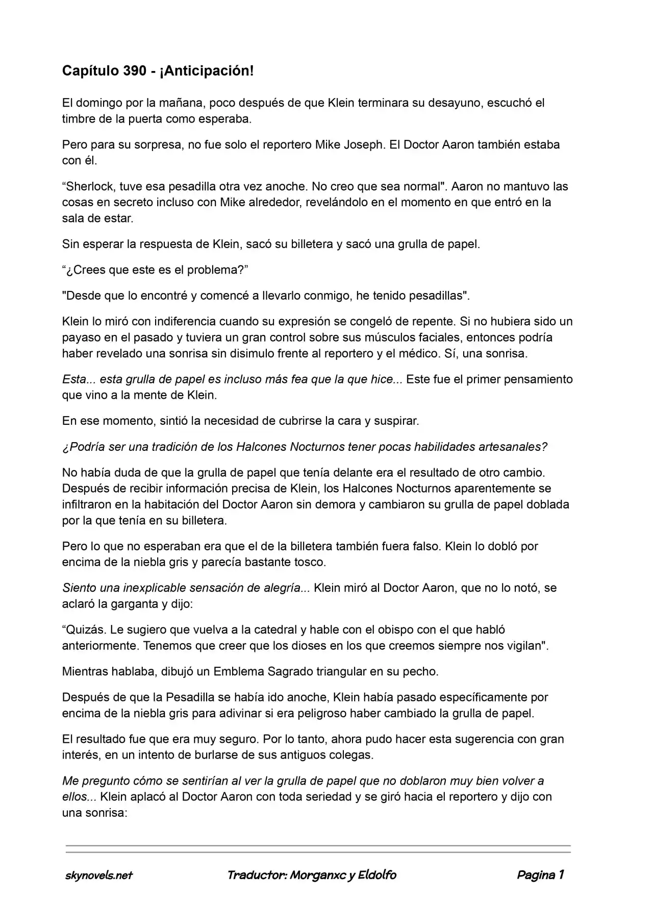 Lord Of The Mysteries (Novela) - Capítulo 390 - Página 1 - LectorTMOo