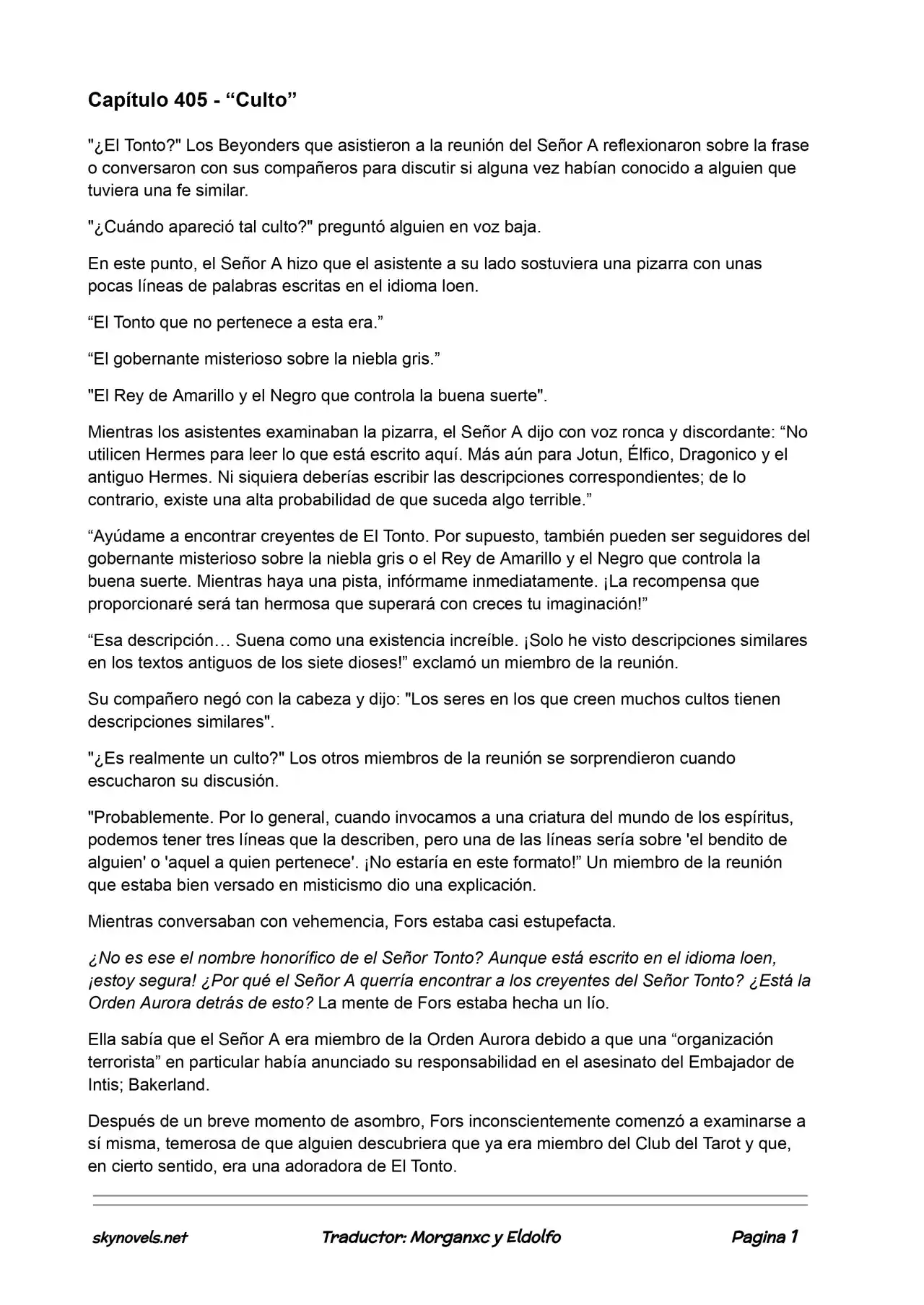 Lord Of The Mysteries (Novela) - Capítulo 405 - Página 1 - LectorTMOo