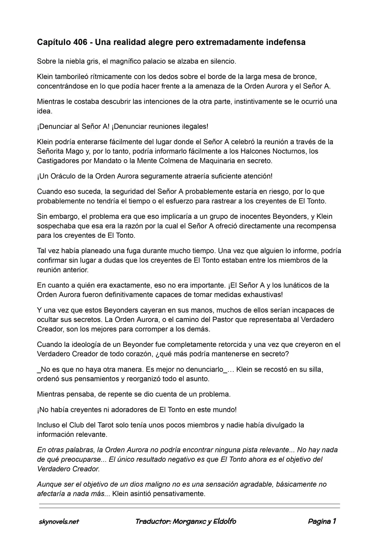Lord Of The Mysteries (Novela) - Capítulo 406 - Página 1 - LectorTMOo