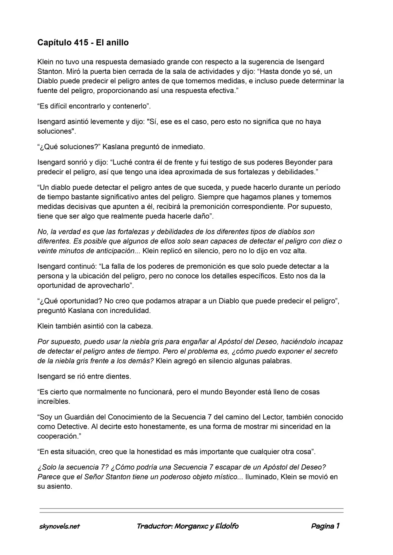 Lord Of The Mysteries (Novela) - Capítulo 415 - Página 1 - LectorTMOo