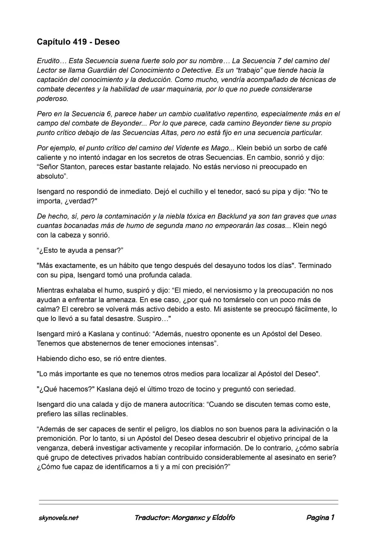 Lord Of The Mysteries (Novela) - Capítulo 419 - Página 1 - LectorTMOo