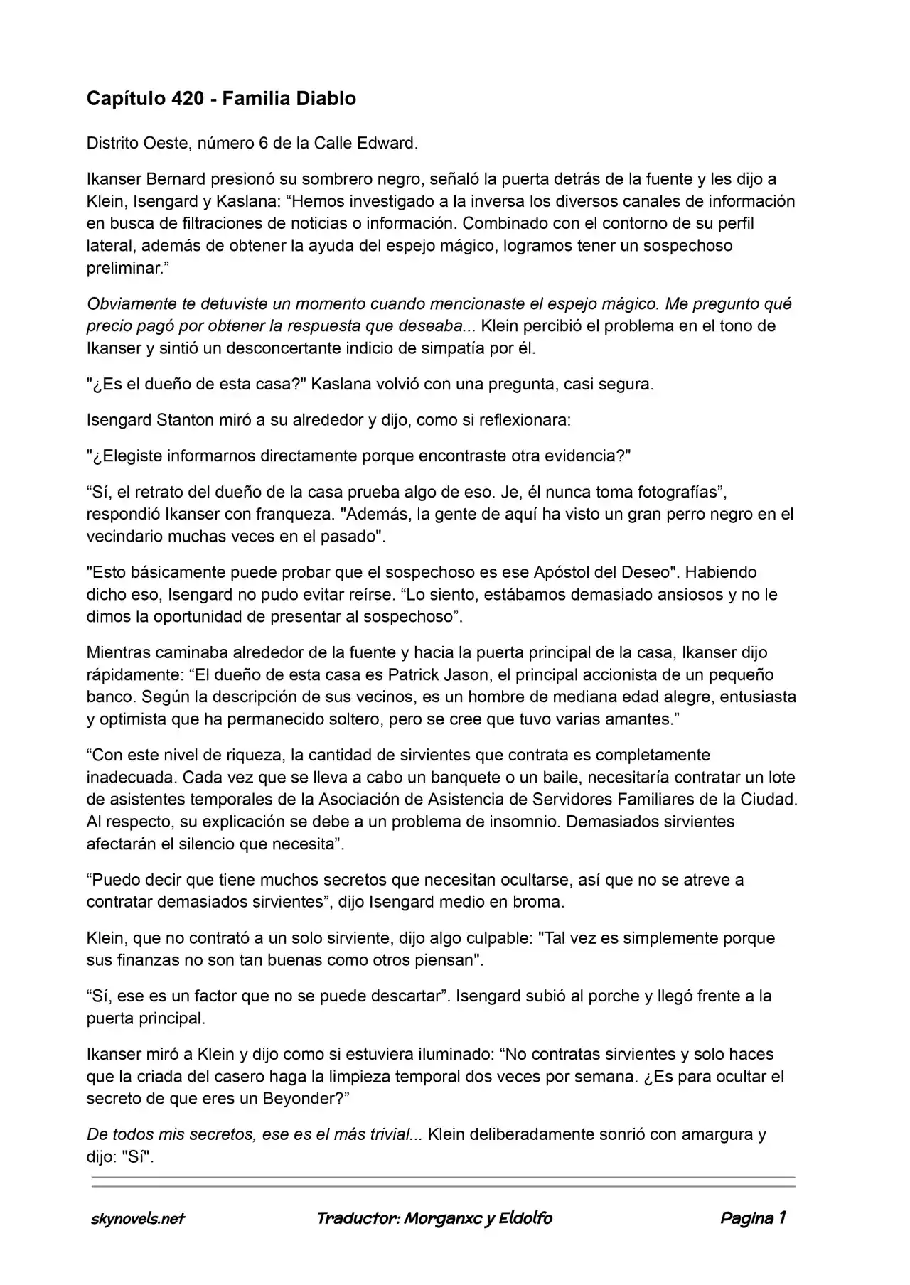 Lord Of The Mysteries (Novela) - Capítulo 420 - Página 1 - LectorTMOo