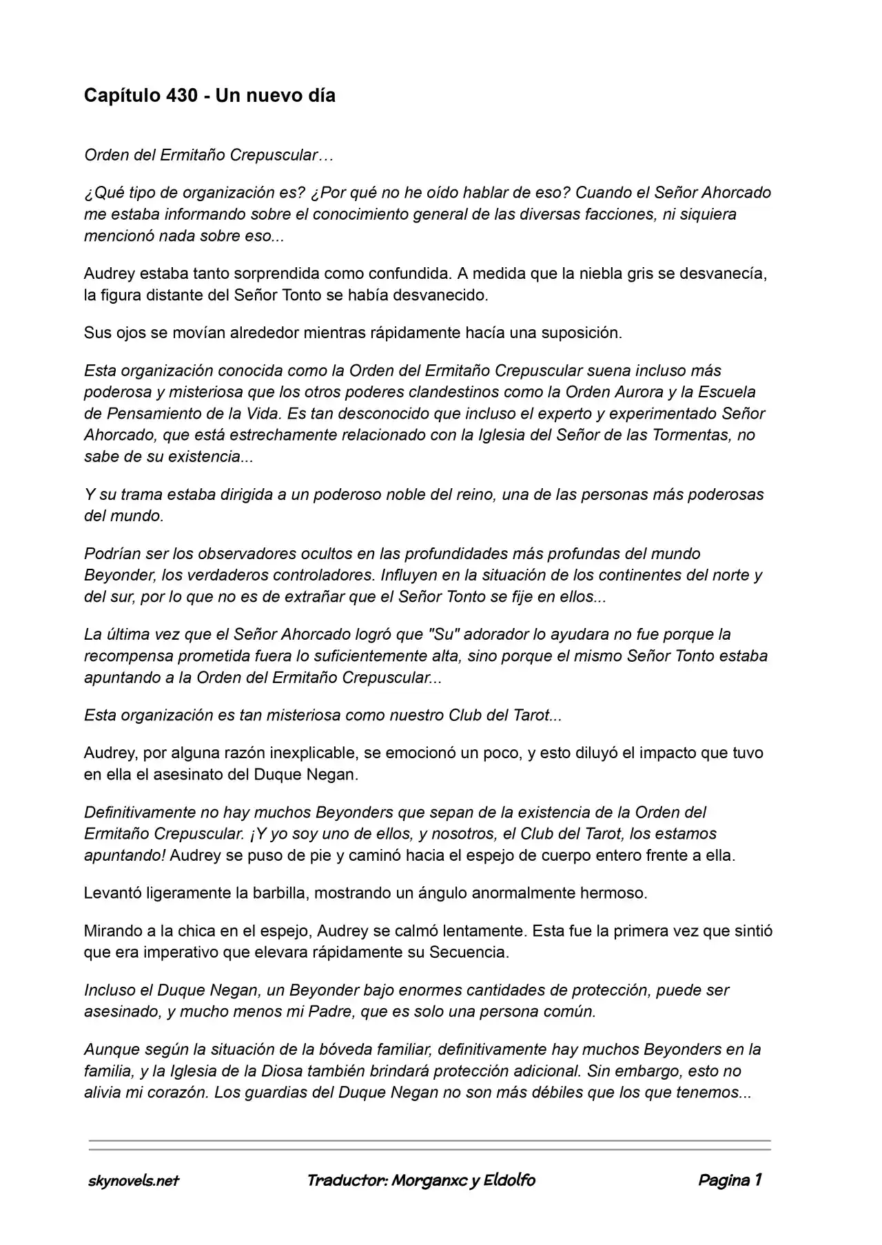 Lord Of The Mysteries (Novela) - Capítulo 430 - Página 1 - LectorTMOo