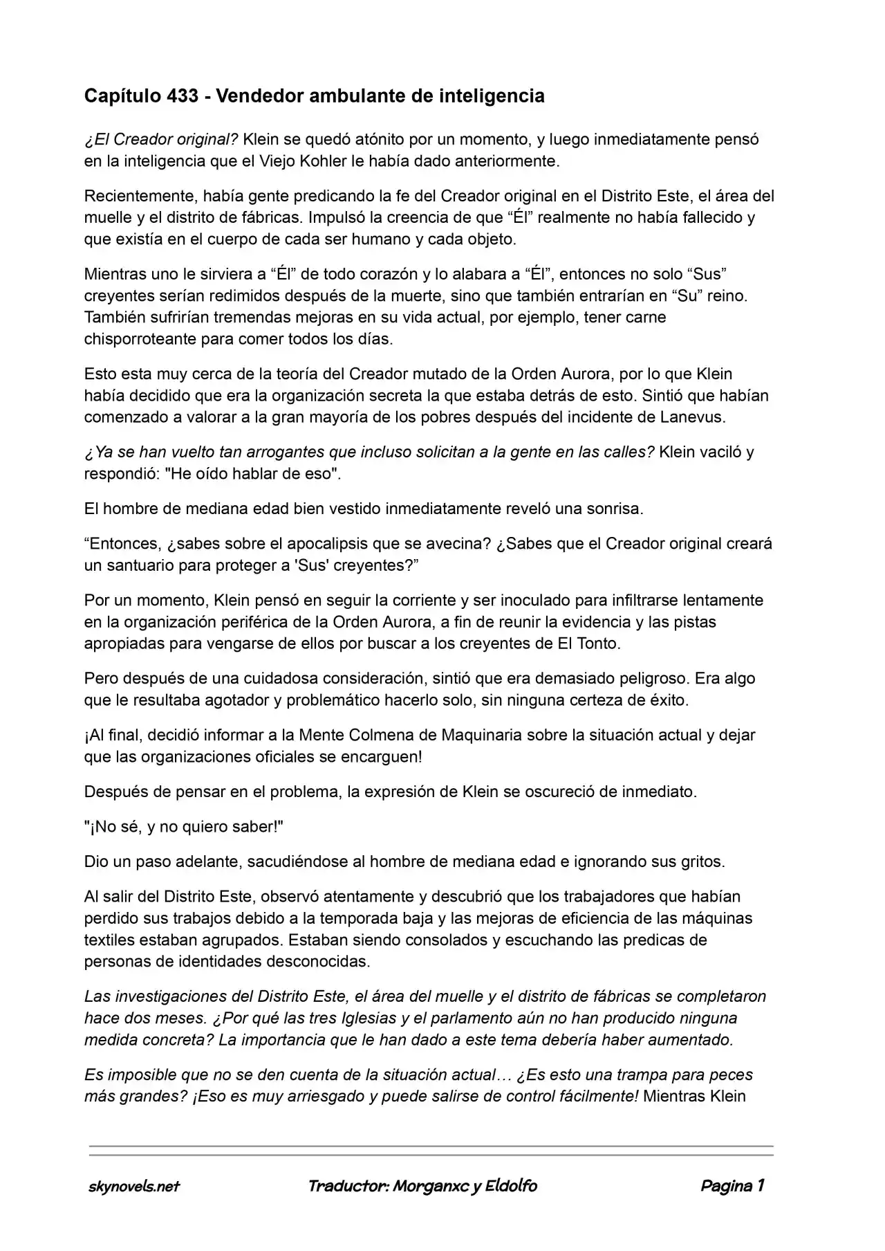 Lord Of The Mysteries (Novela) - Capítulo 433 - Página 1 - LectorTMOo