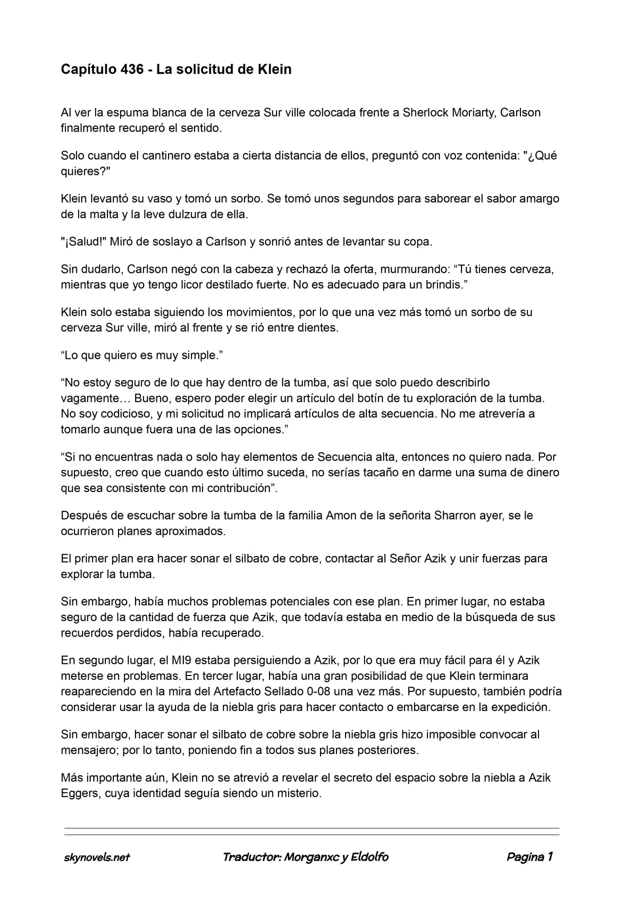 Lord Of The Mysteries (Novela) - Capítulo 436 - Página 1 - LectorTMOo