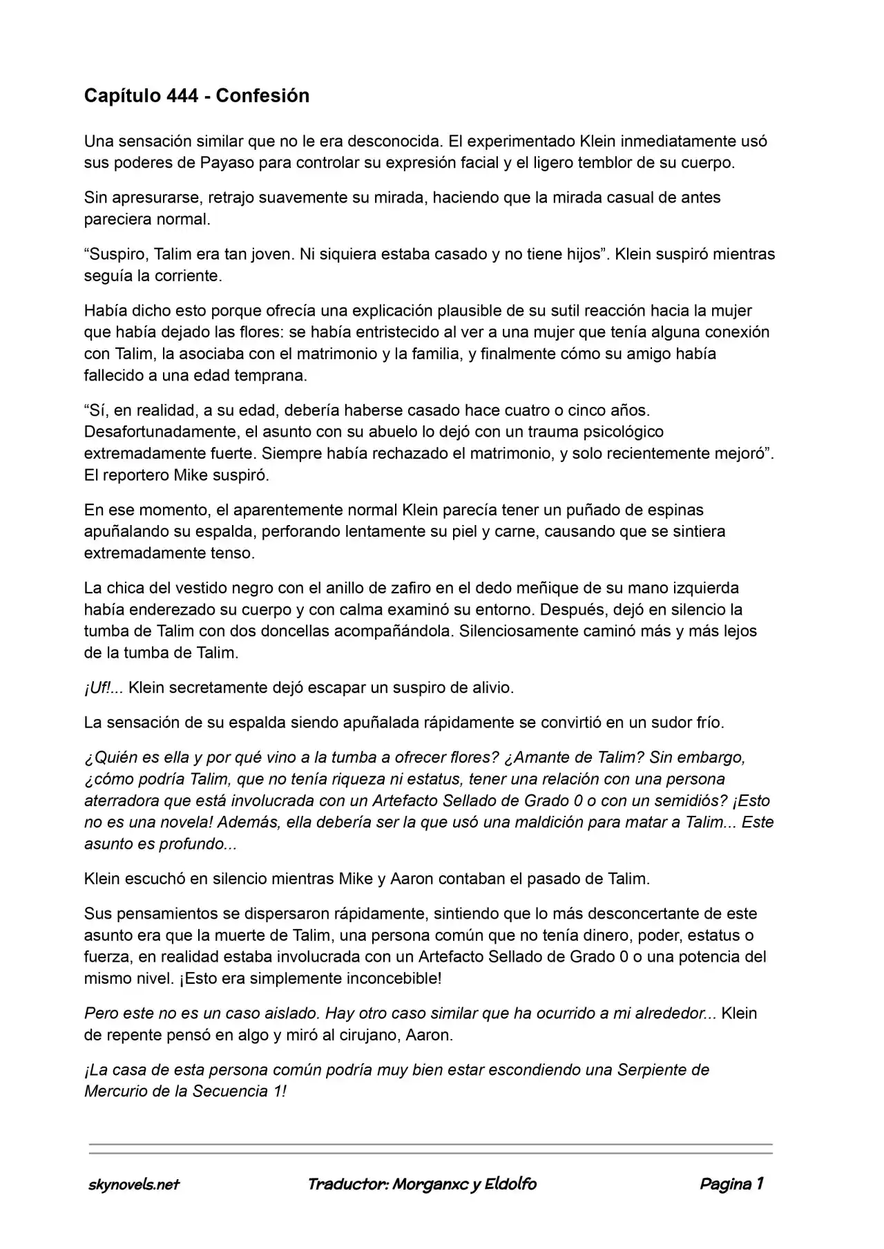 Lord Of The Mysteries (Novela) - Capítulo 444 - Página 1 - LectorTMOo