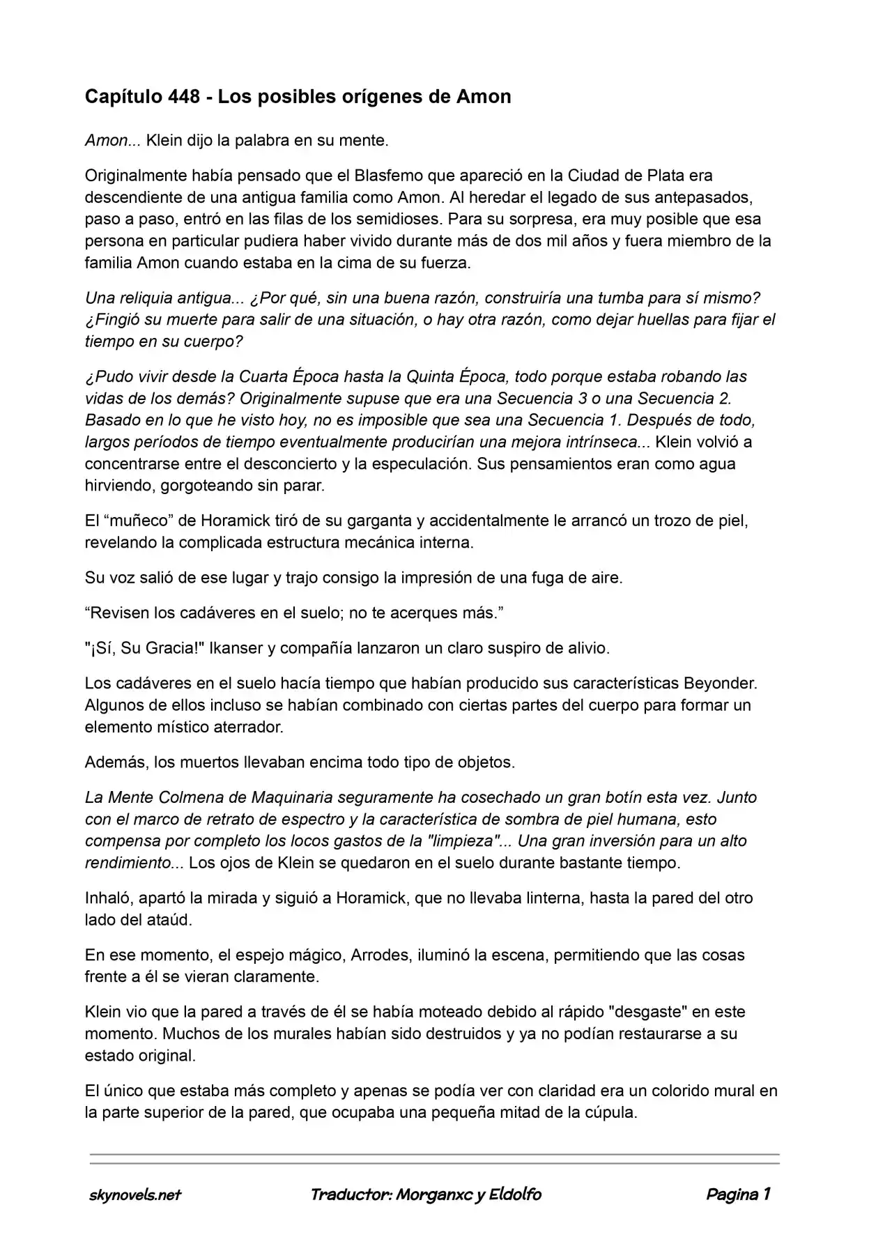 Lord Of The Mysteries (Novela) - Capítulo 448 - Página 1 - LectorTMOo