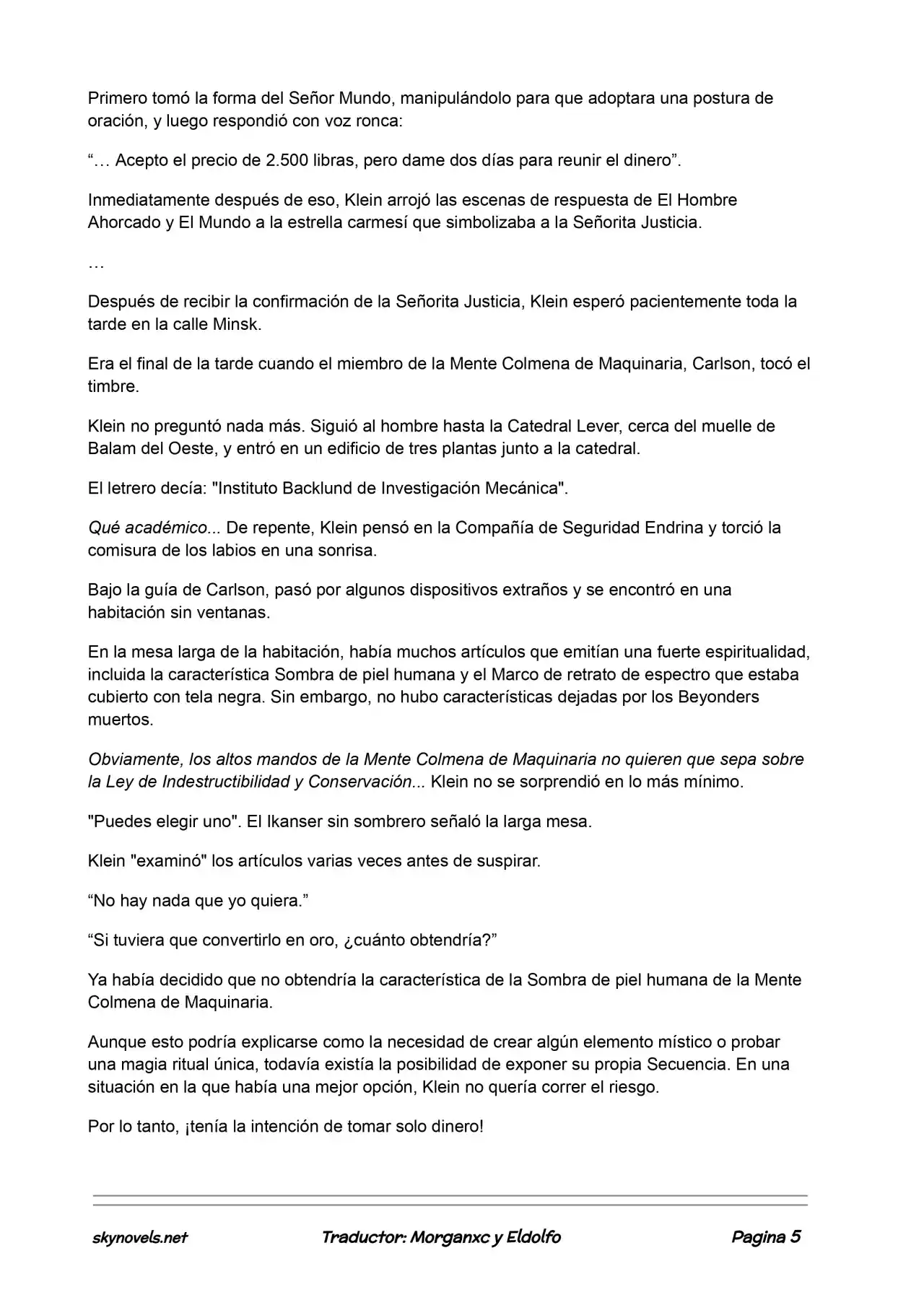 Lord Of The Mysteries (Novela) - Capítulo 449 - Página 5 - LectorTMOo