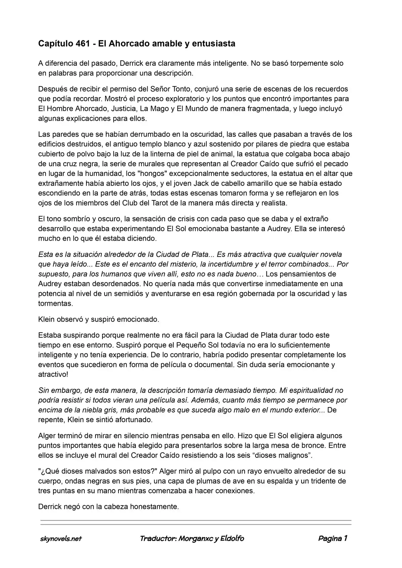 Lord Of The Mysteries (Novela) - Capítulo 461 - Página 1 - LectorTMOo