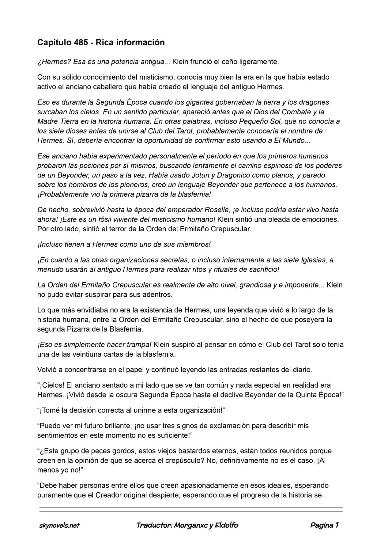 Lord Of The Mysteries (Novela) - Capítulo 485 - Página 1 - LectorTMOo