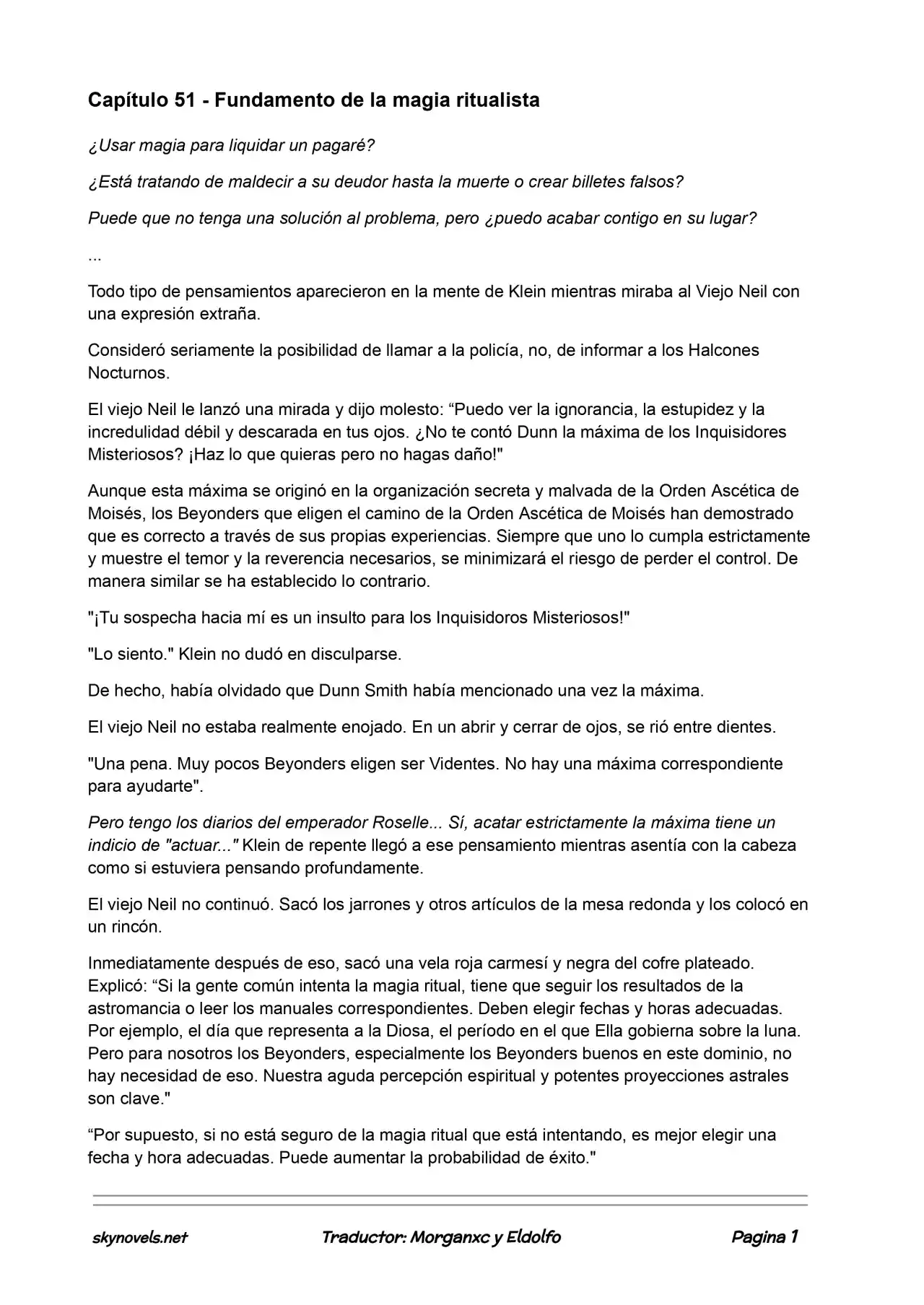 Lord Of The Mysteries (Novela) - Capítulo 51 - Página 1 - LectorTMOo