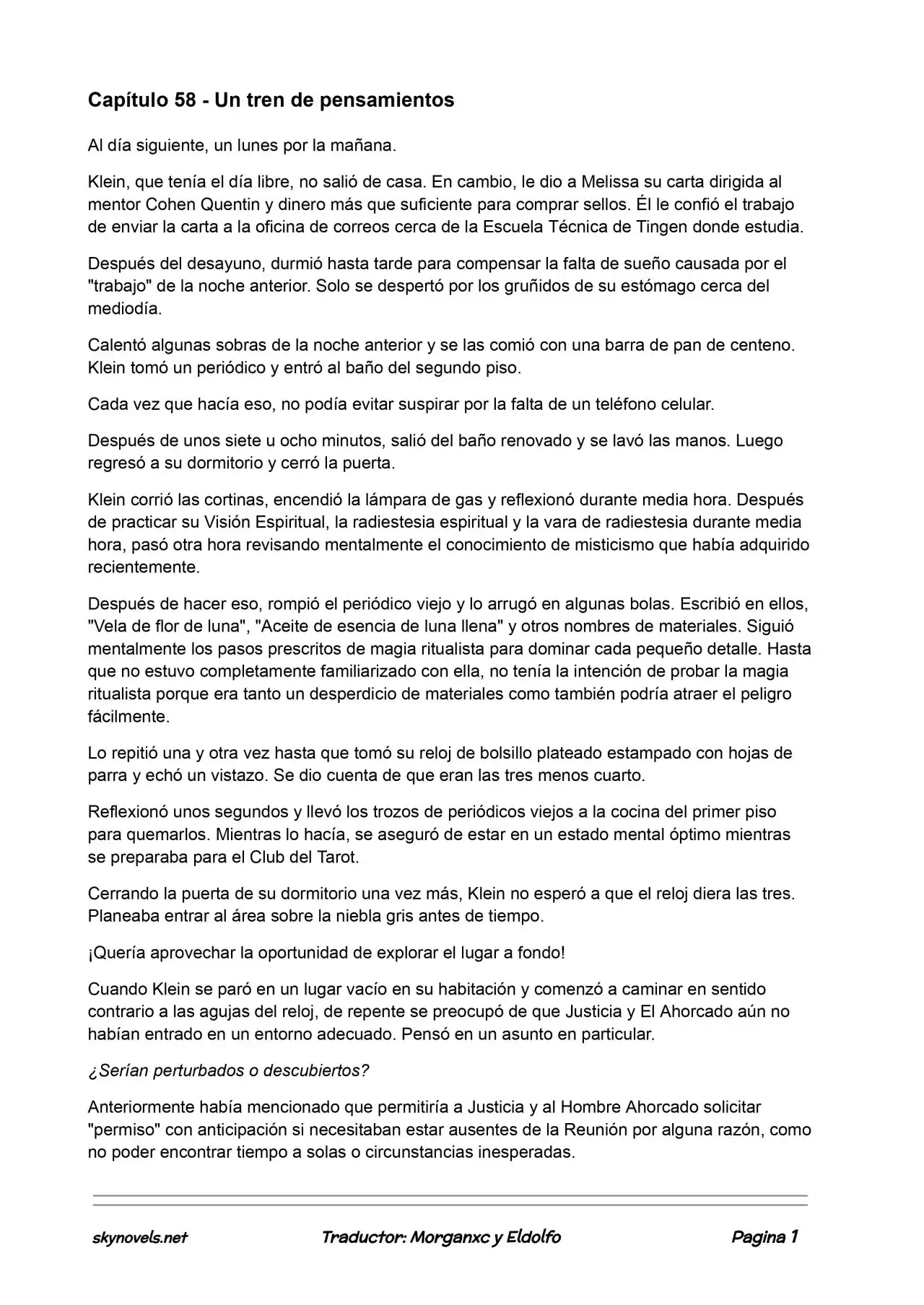 Lord Of The Mysteries (Novela) - Capítulo 58 - Página 1 - LectorTMOo