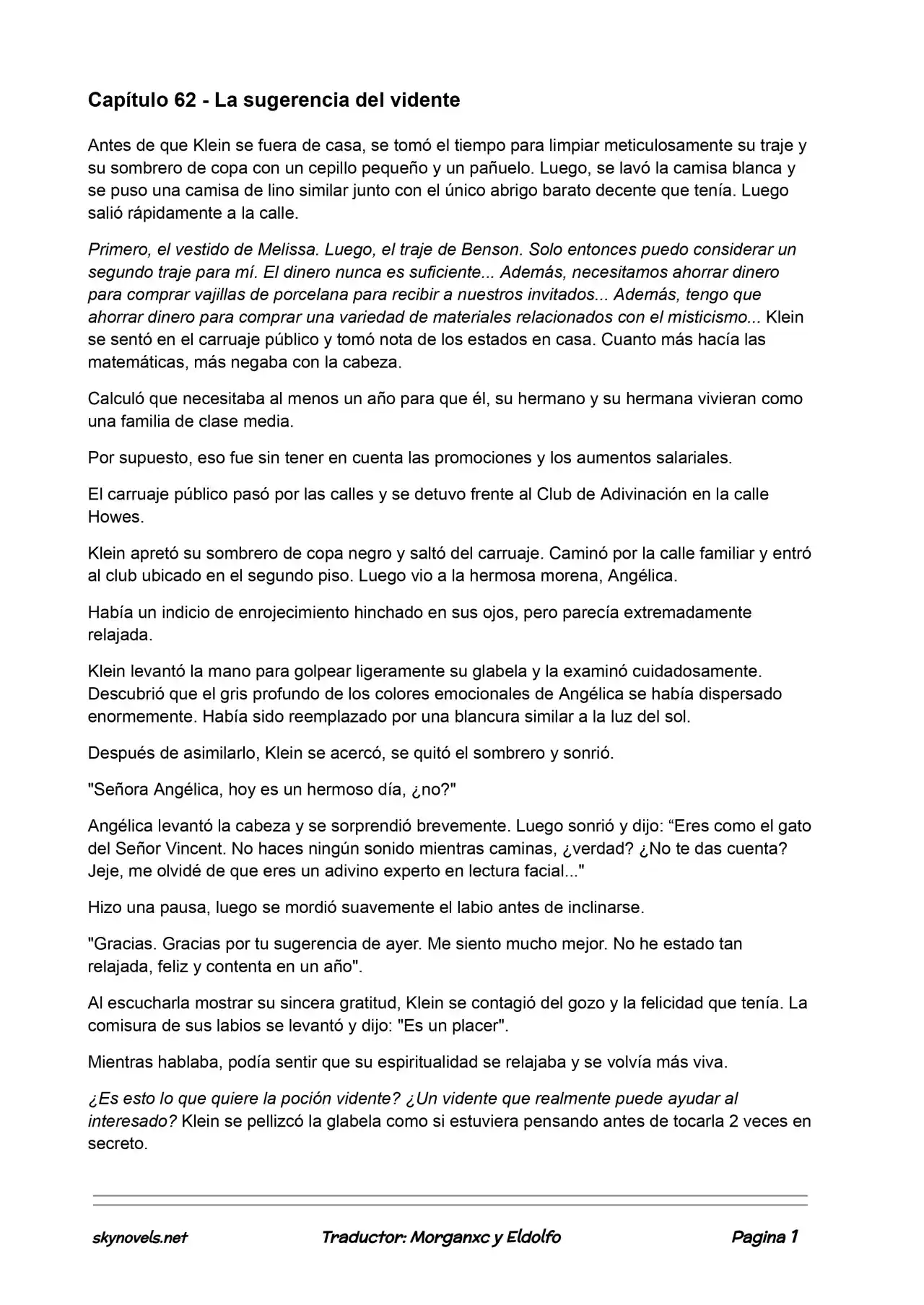 Lord Of The Mysteries (Novela) - Capítulo 62 - Página 1 - LectorTMOo