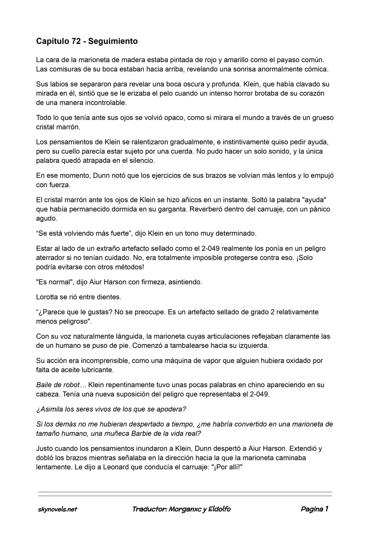 Lord Of The Mysteries (Novela) - Capítulo 72 - Página 1 - LectorTMOo