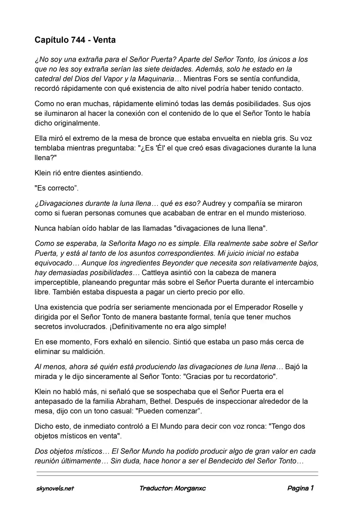 Lord Of The Mysteries (Novela) - Capítulo 744 - Página 1 - LectorTMOo
