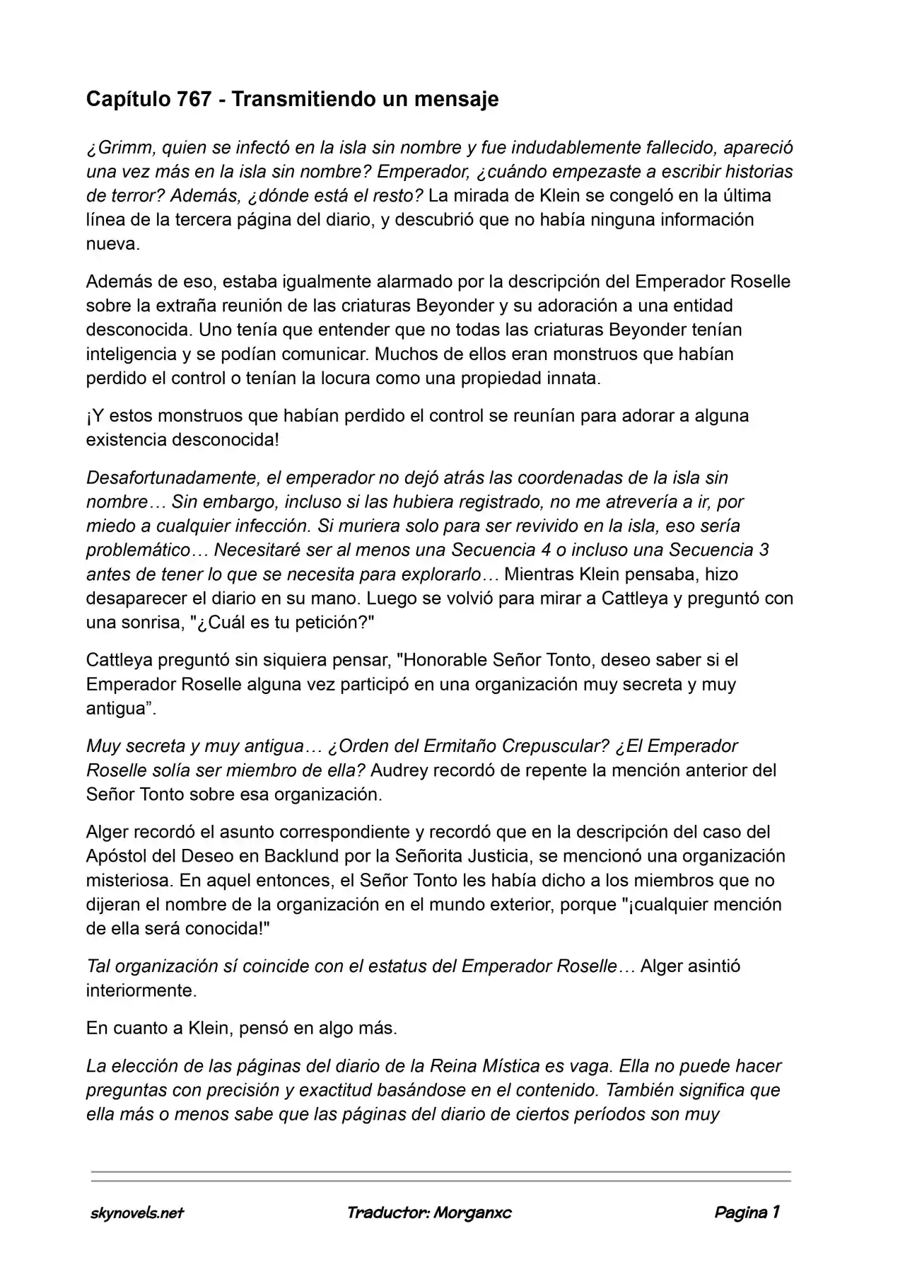 Lord Of The Mysteries (Novela) - Capítulo 767 - Página 1 - LectorTMOo