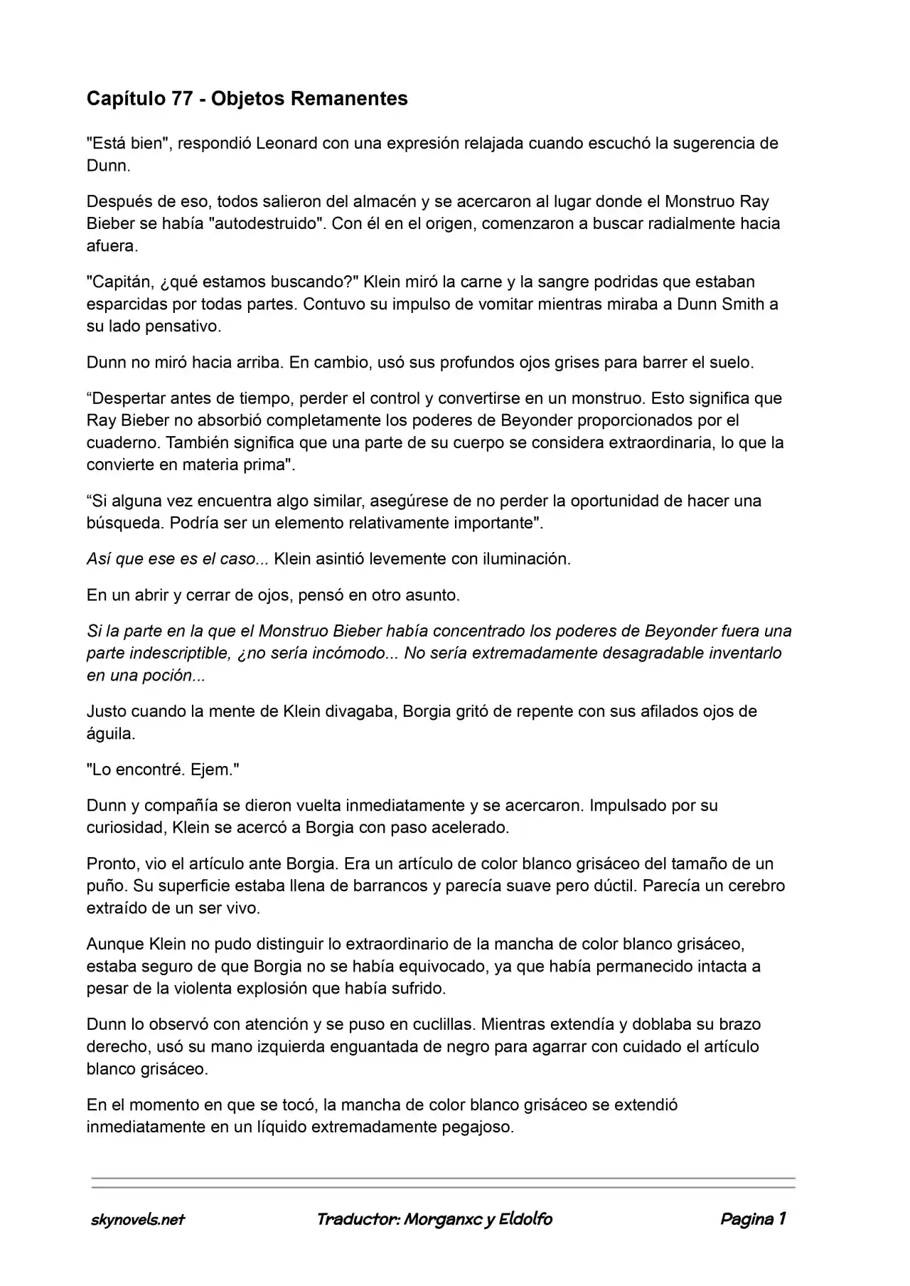 Lord Of The Mysteries (Novela) - Capítulo 77 - Página 1 - LectorTMOo