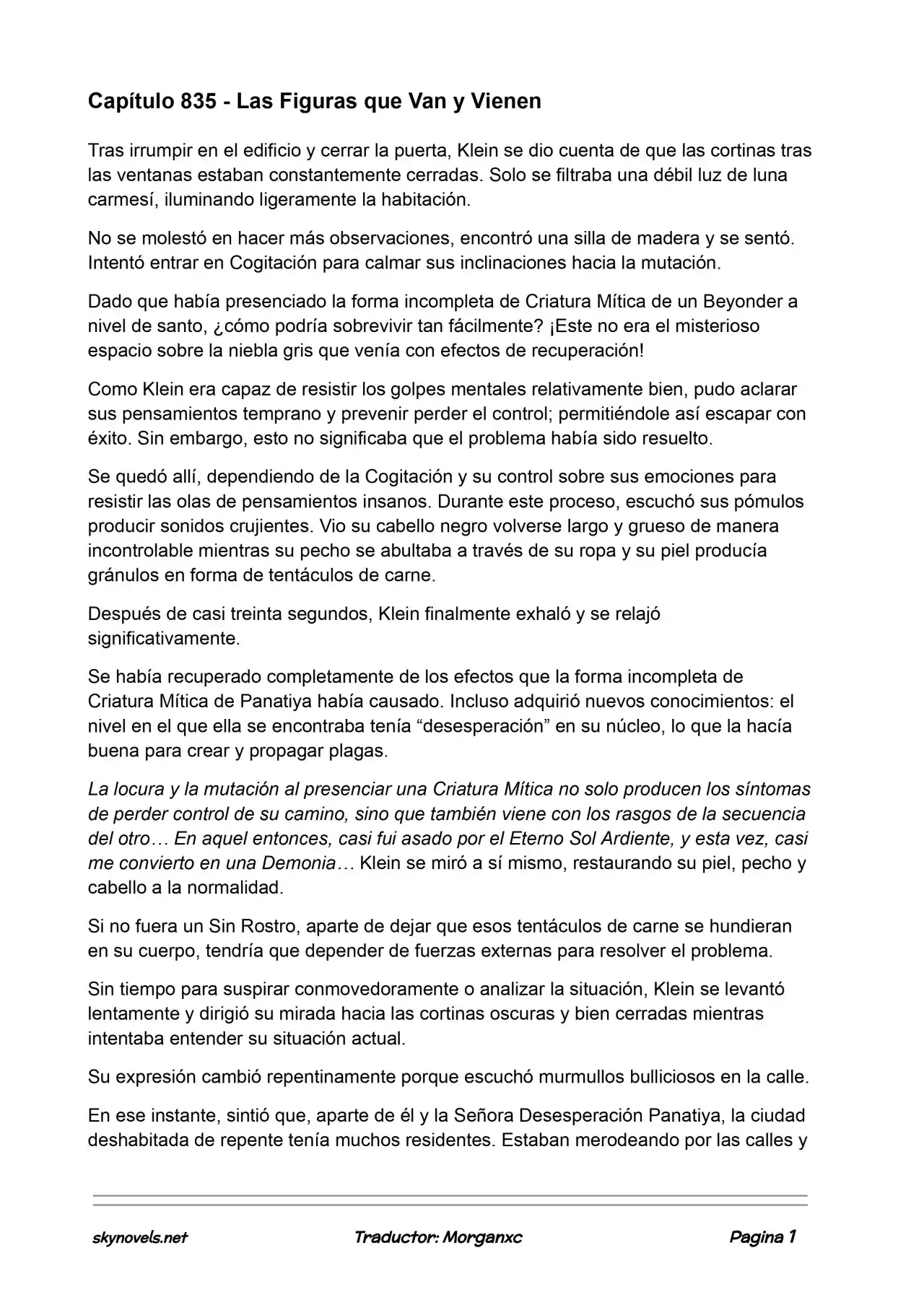 Lord Of The Mysteries (Novela) - Capítulo 835 - Página 1 - LectorTMOo