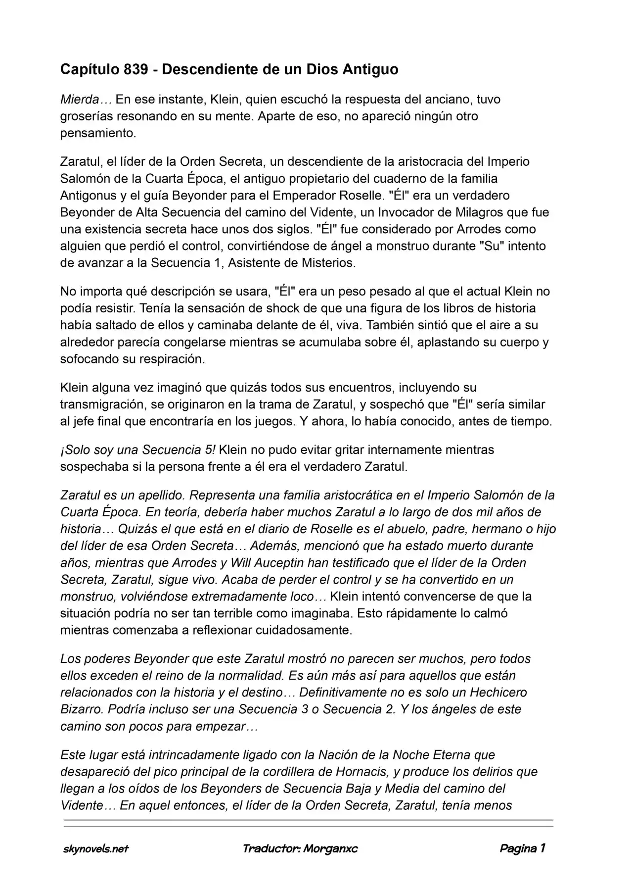 Lord Of The Mysteries (Novela) - Capítulo 839 - Página 1 - LectorTMOo