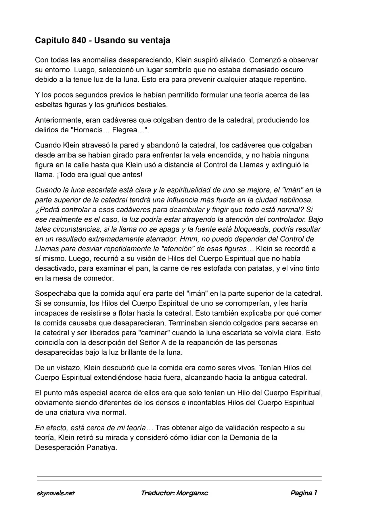 Lord Of The Mysteries (Novela) - Capítulo 840 - Página 1 - LectorTMOo