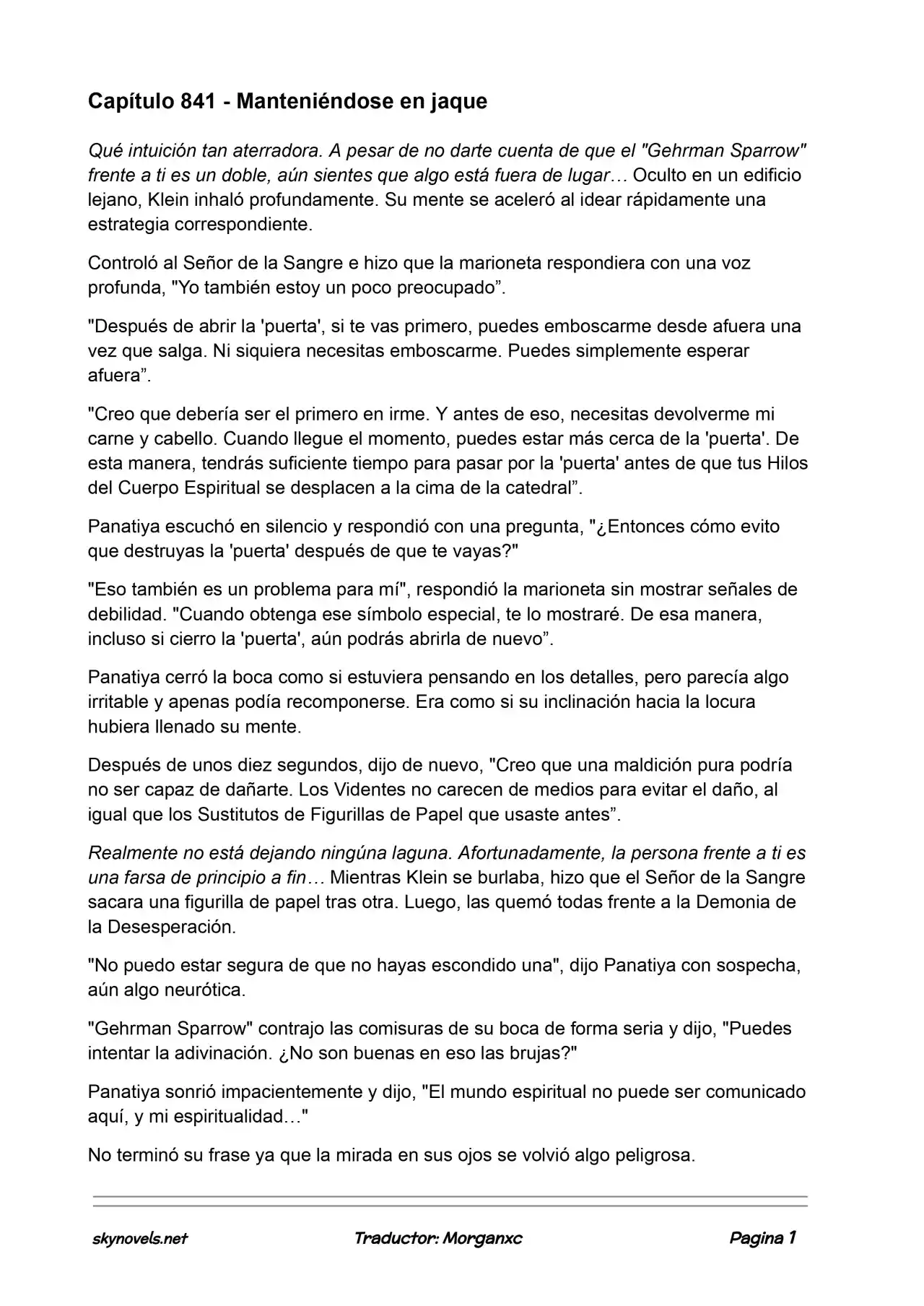 Lord Of The Mysteries (Novela) - Capítulo 841 - Página 1 - LectorTMOo