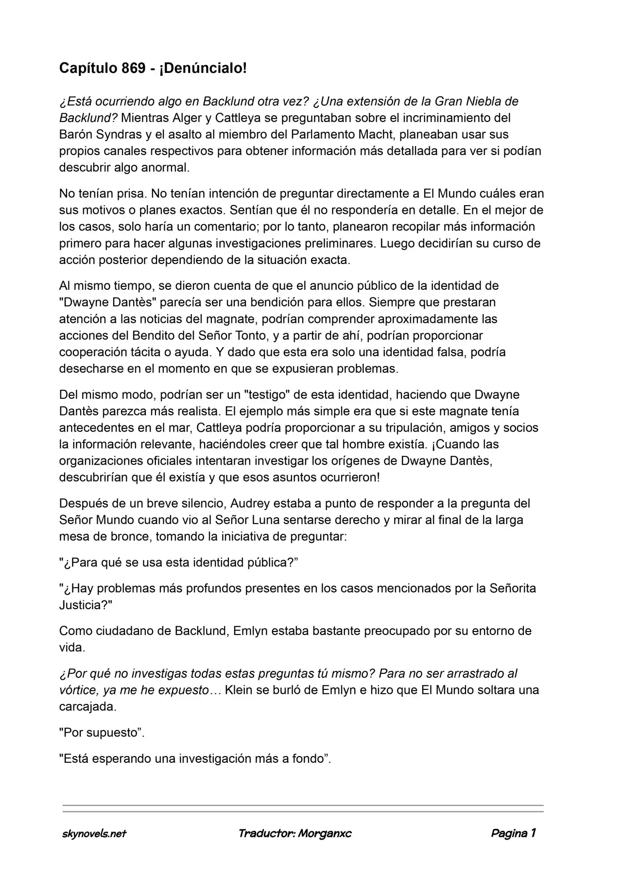Lord Of The Mysteries (Novela) - Capítulo 869 - Página 1 - LectorTMOo