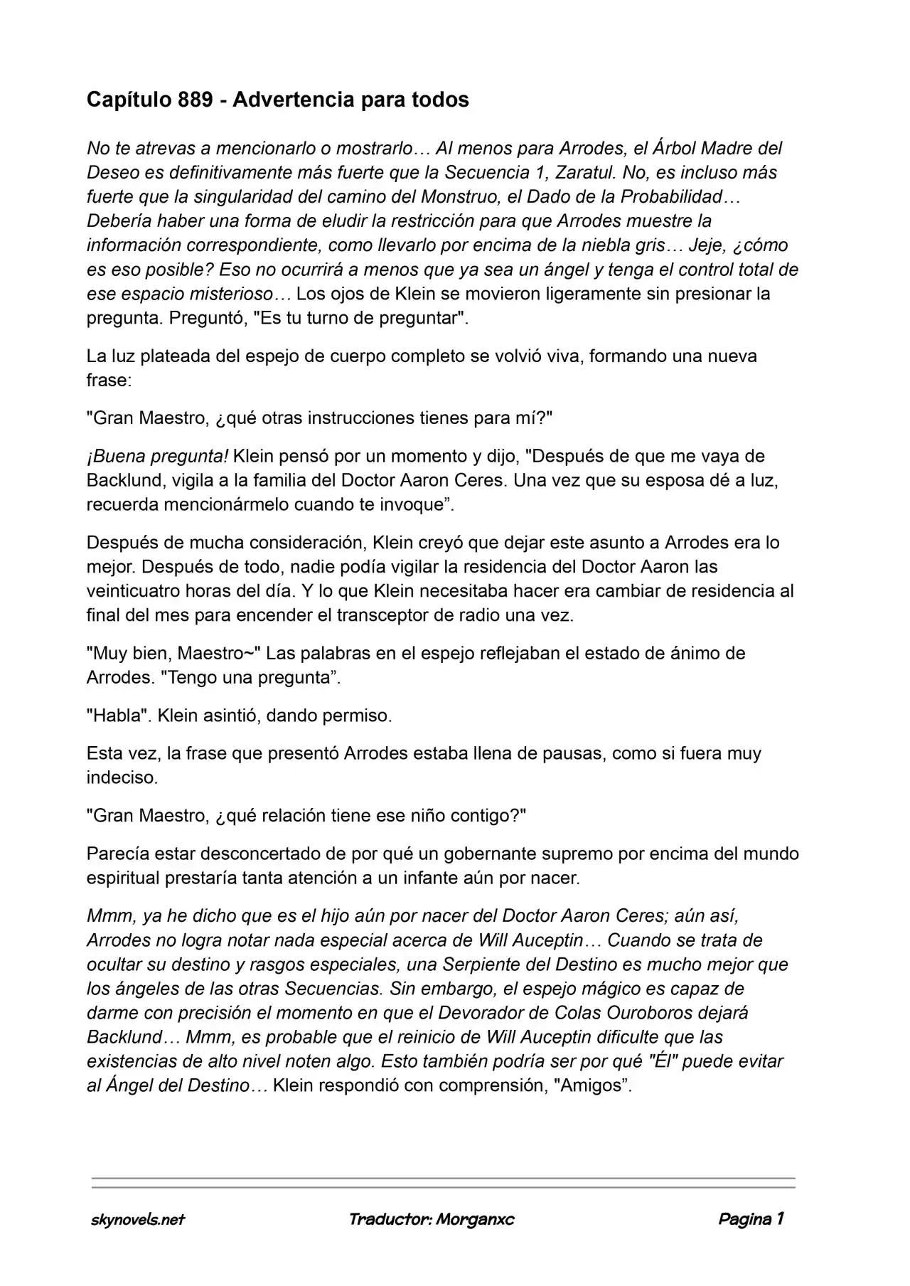 Lord Of The Mysteries (Novela) - Capítulo 889 - Página 1 - LectorTMOo