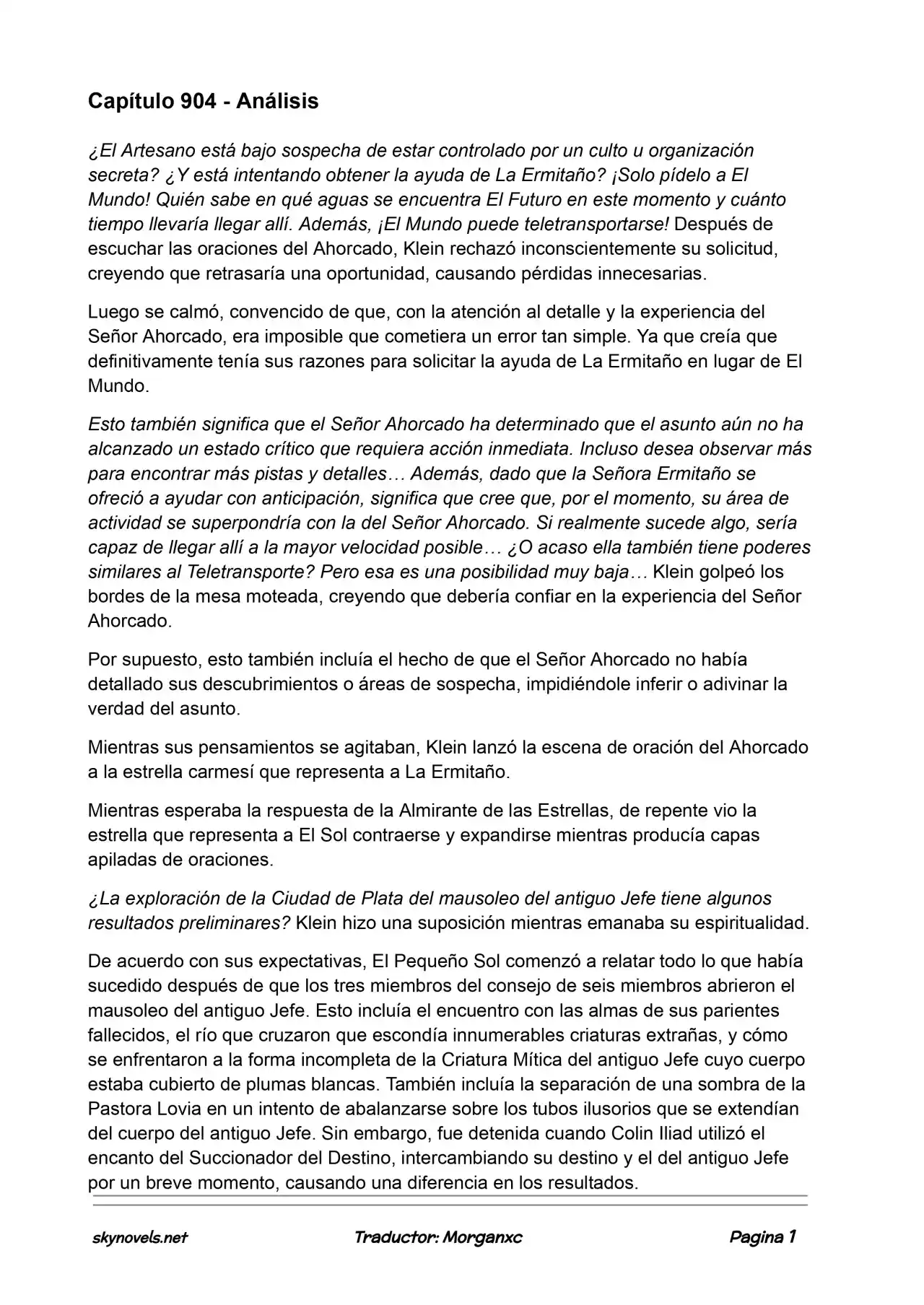 Lord Of The Mysteries (Novela) - Capítulo 904 - Página 1 - LectorTMOo