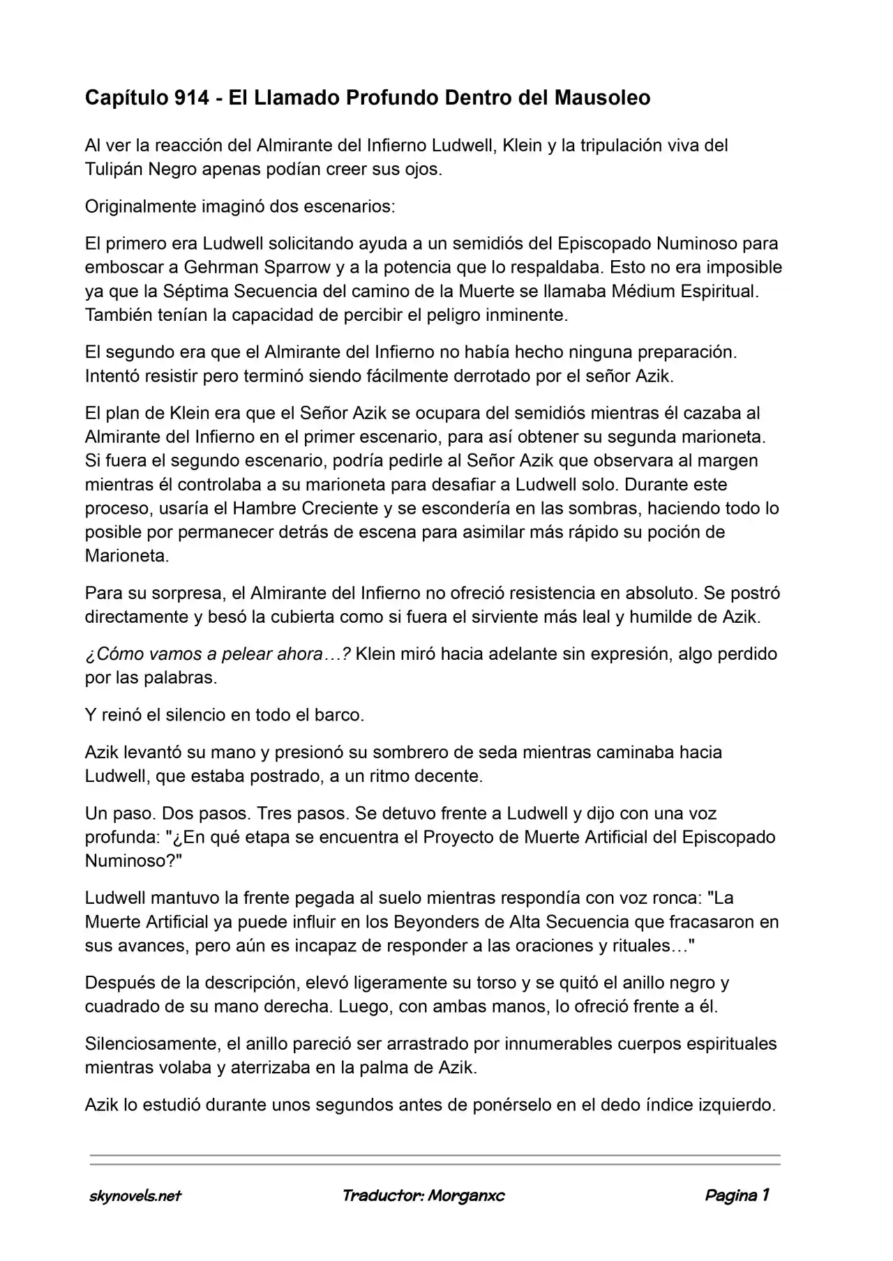 Lord Of The Mysteries (Novela) - Capítulo 914 - Página 1 - LectorTMOo
