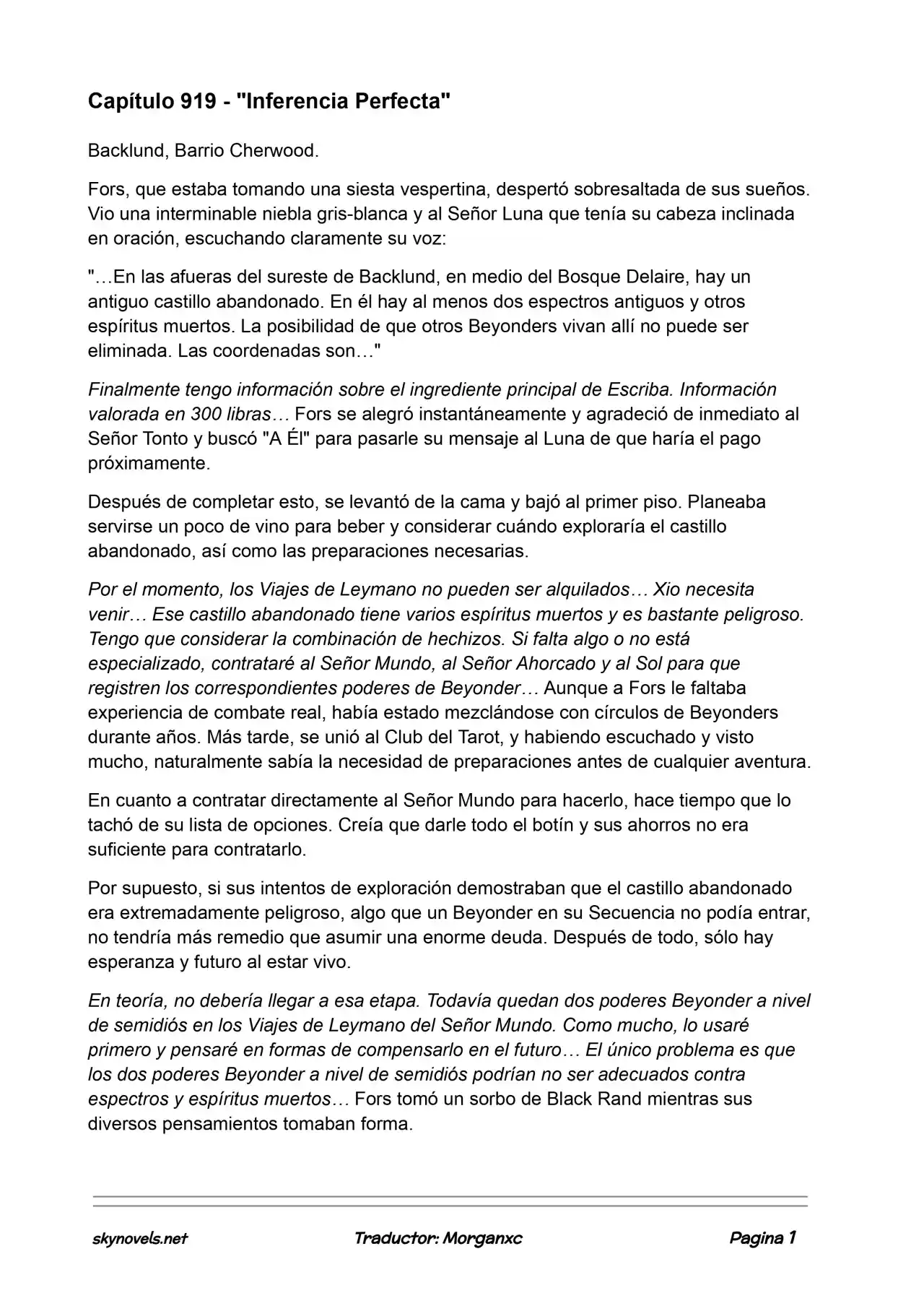Lord Of The Mysteries (Novela) - Capítulo 919 - Página 1 - LectorTMOo
