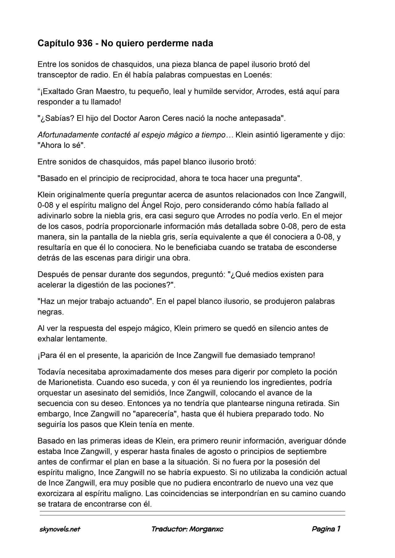 Lord Of The Mysteries (Novela) - Capítulo 936 - Página 1 - LectorTMOo