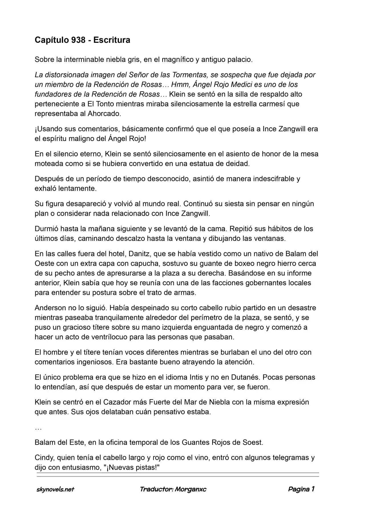 Lord Of The Mysteries (Novela) - Capítulo 938 - Página 1 - LectorTMOo