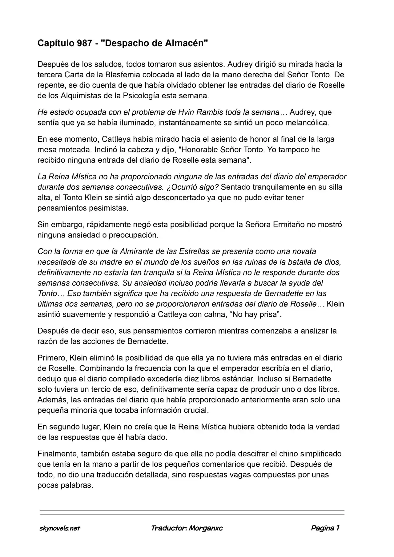 Lord Of The Mysteries (Novela) - Capítulo 987 - Página 1 - LectorTMOo