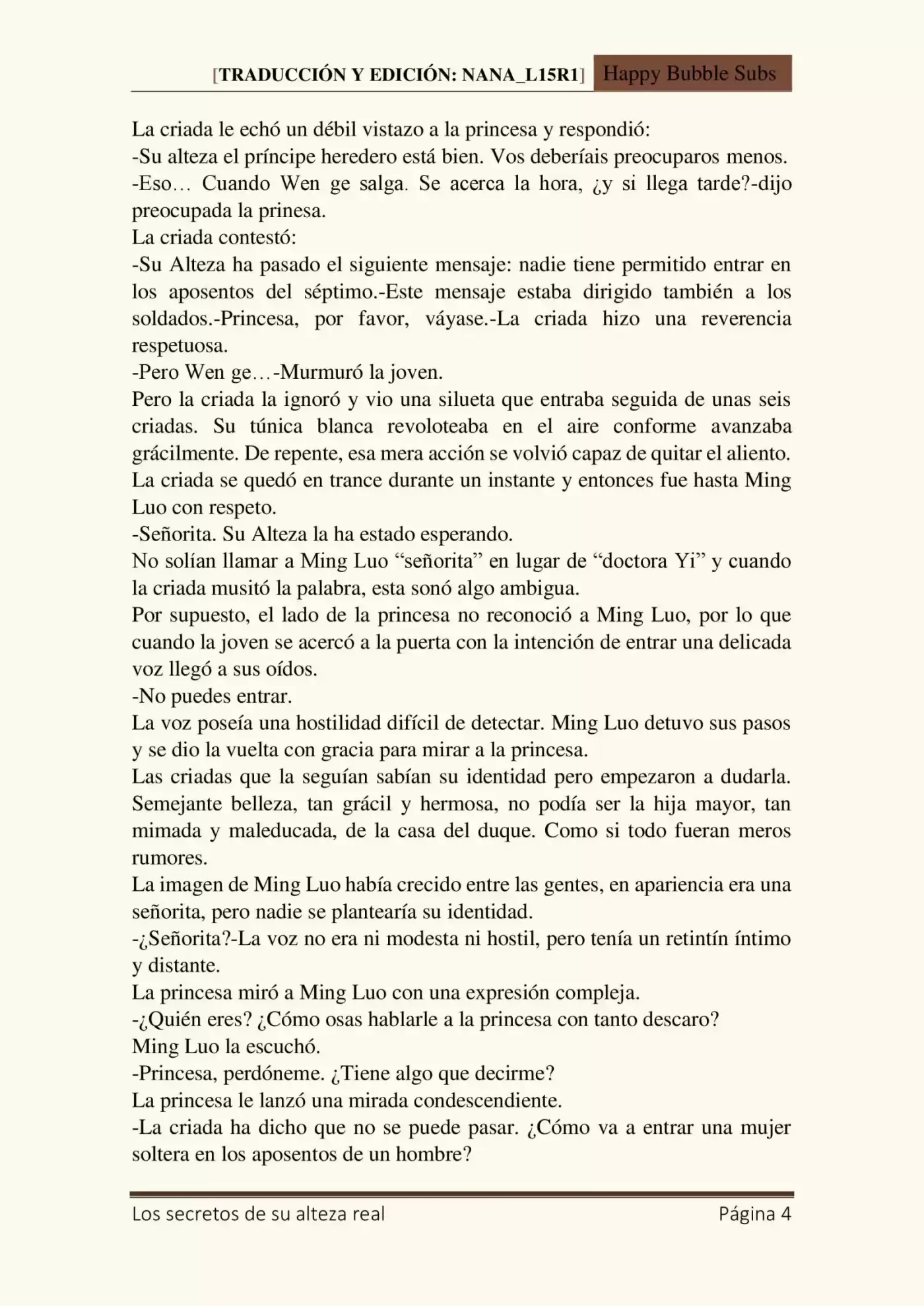 Los Secretos De Su Alteza Real (Novela) - Capítulo 12 - Página 4 - LectorTMOo
