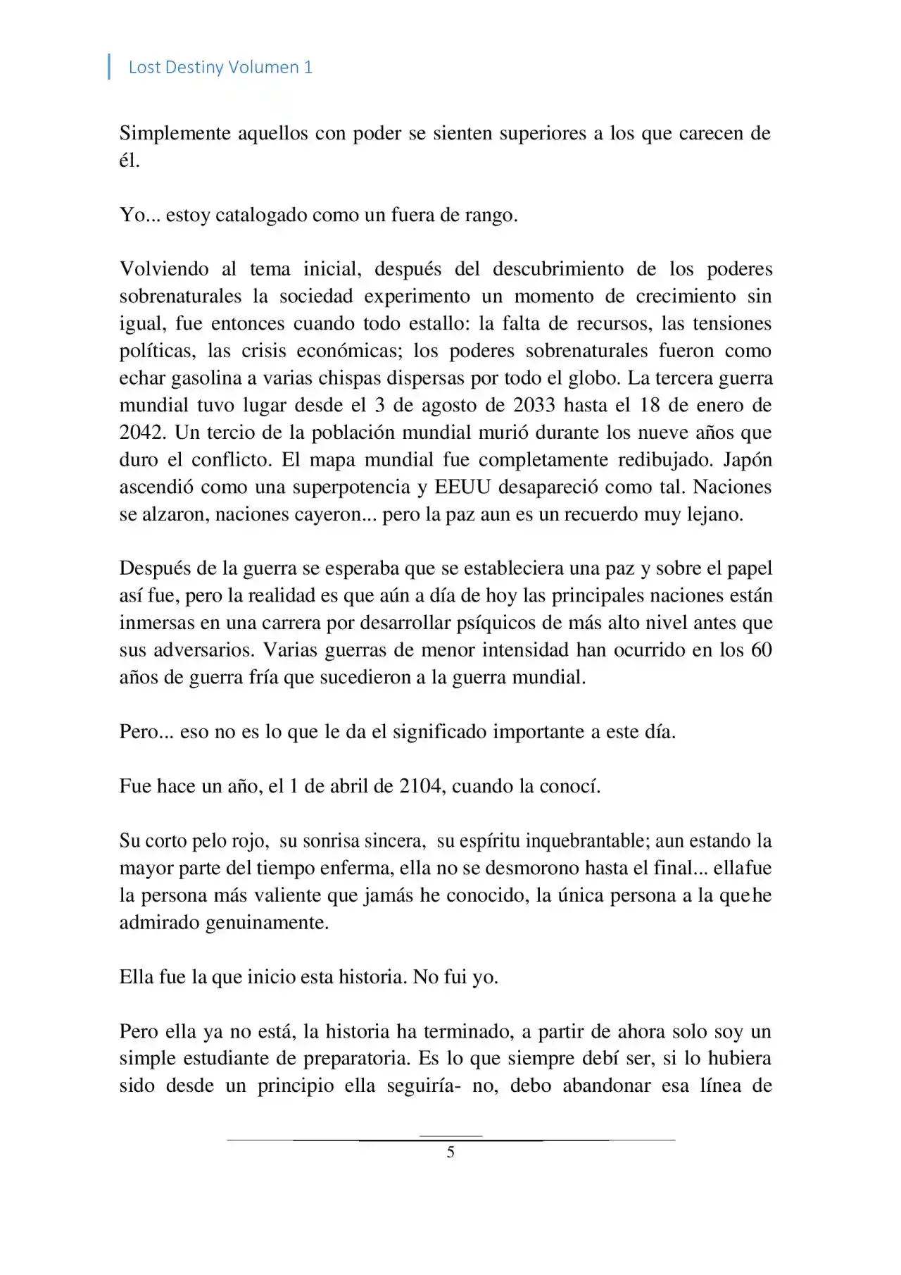 Lost Destiny (Novela) - Capítulo - Página 5 - LectorTMOo