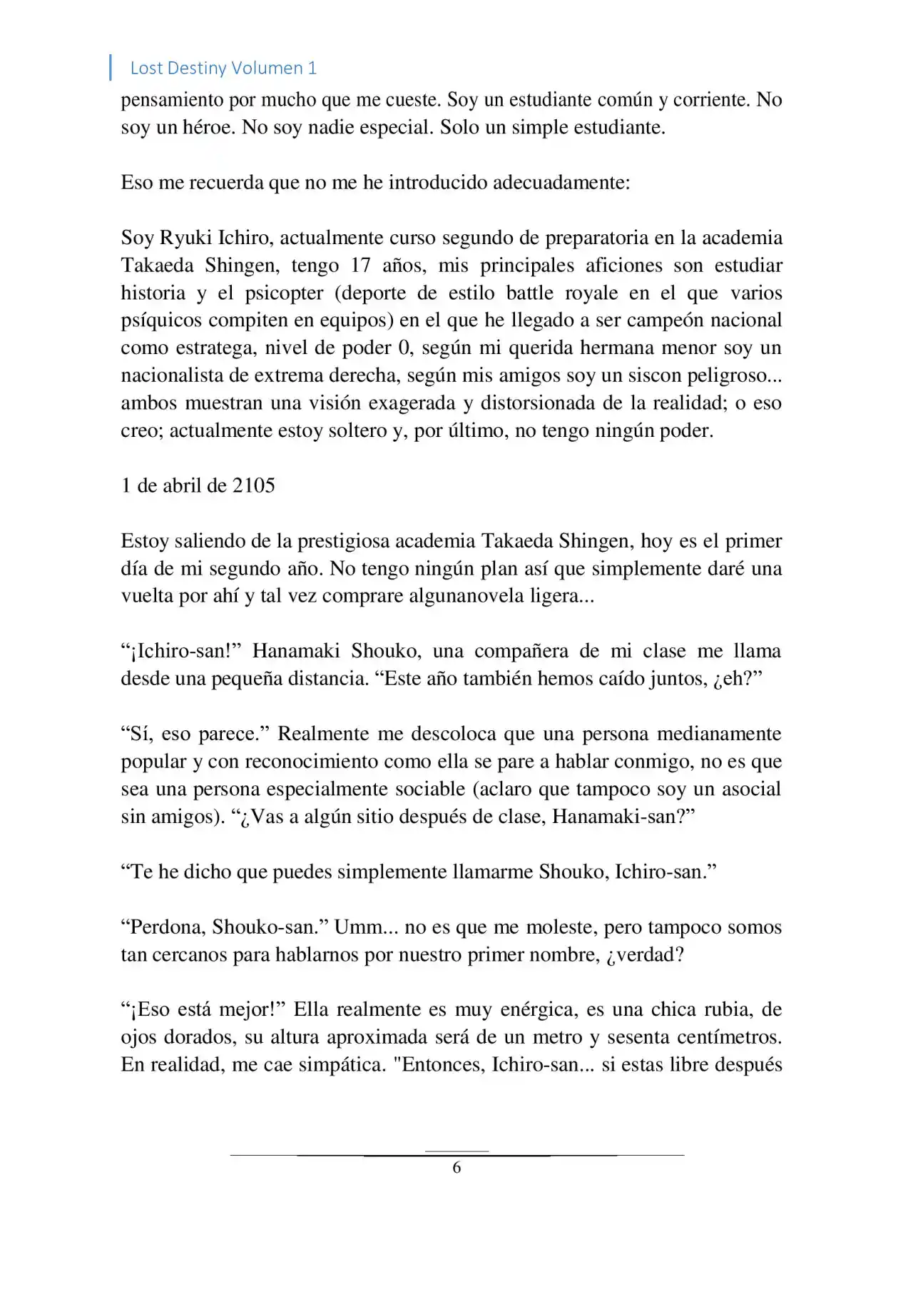 Lost Destiny (Novela) - Capítulo - Página 6 - LectorTMOo