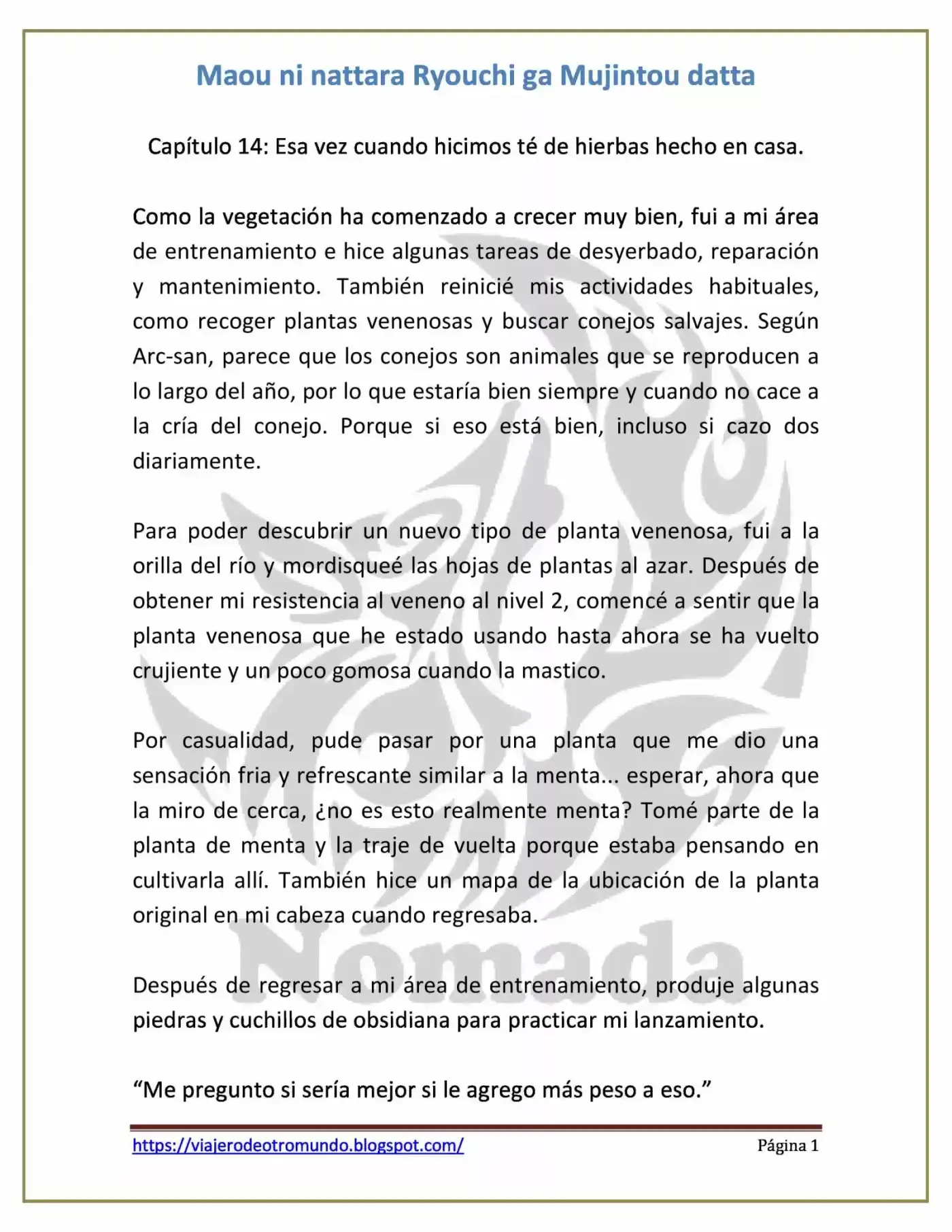 Maou Ni Nattara Ryouchi Ga Mujintou Datta (Novela) - Capítulo 14 - Página 1 - LectorTMOo