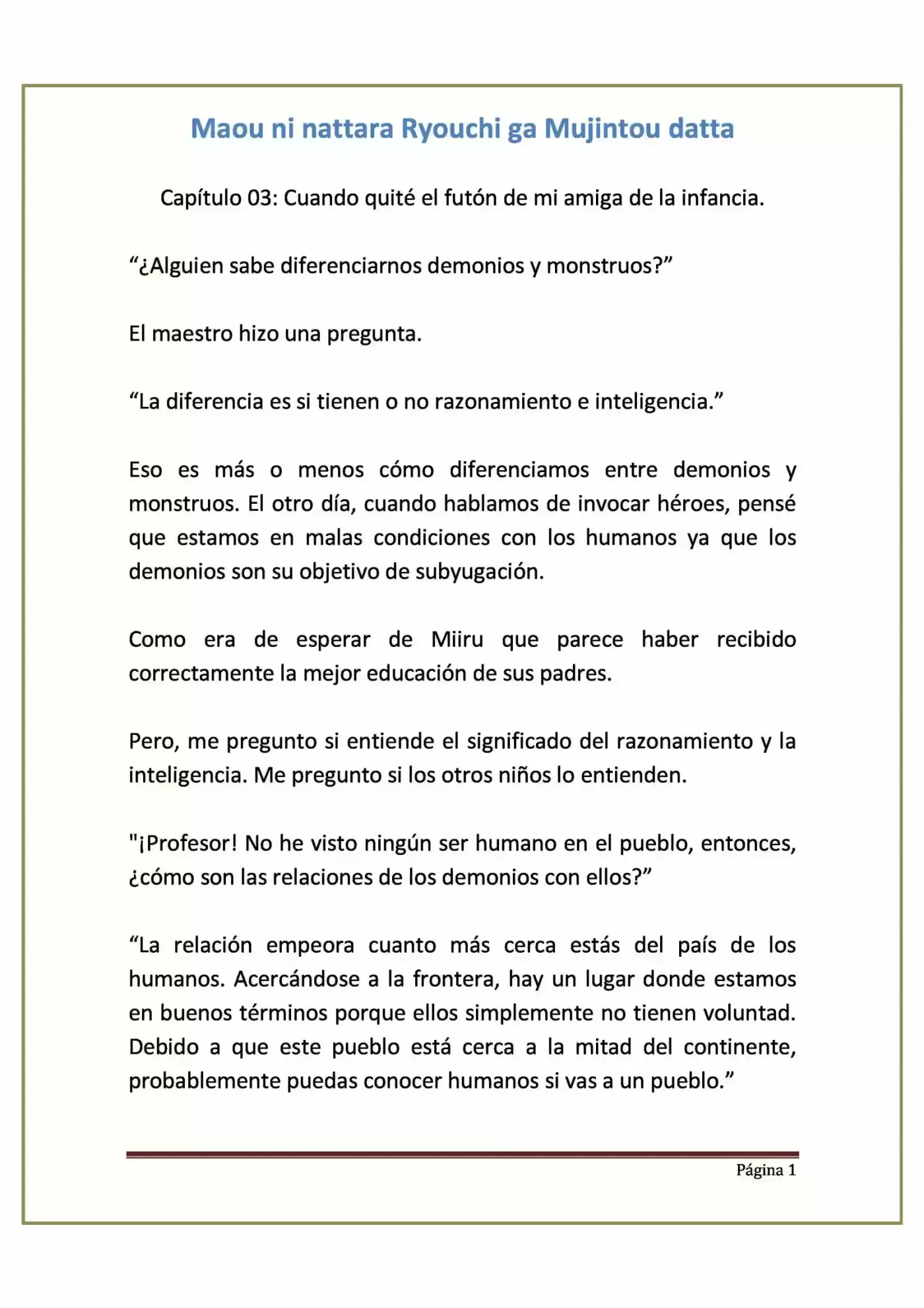 Maou Ni Nattara Ryouchi Ga Mujintou Datta (Novela) - Capítulo 3 - Página 1 - LectorTMOo