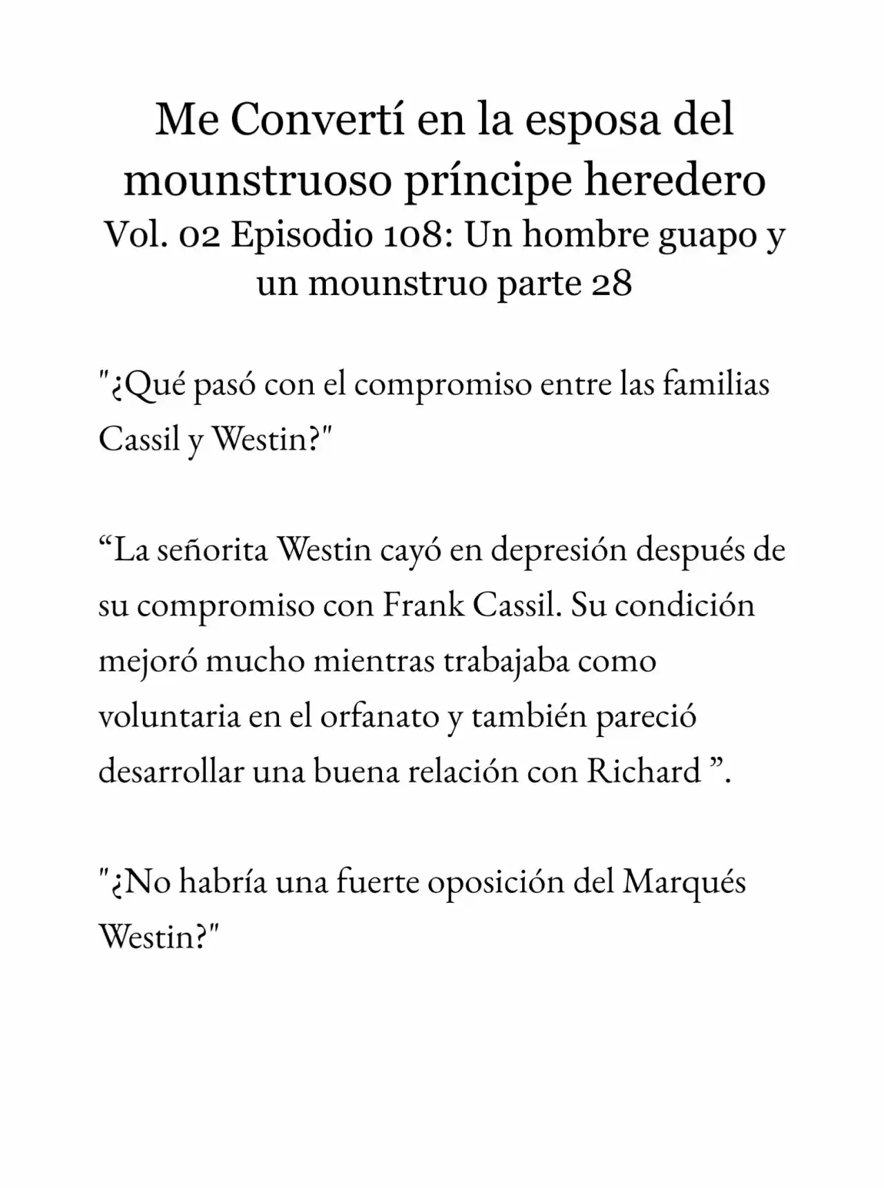 Me Convertí En La Esposa Del Mounstruoso Príncipe Heredero (Novela) - Capítulo 108 - Página 4 - LectorTMOo