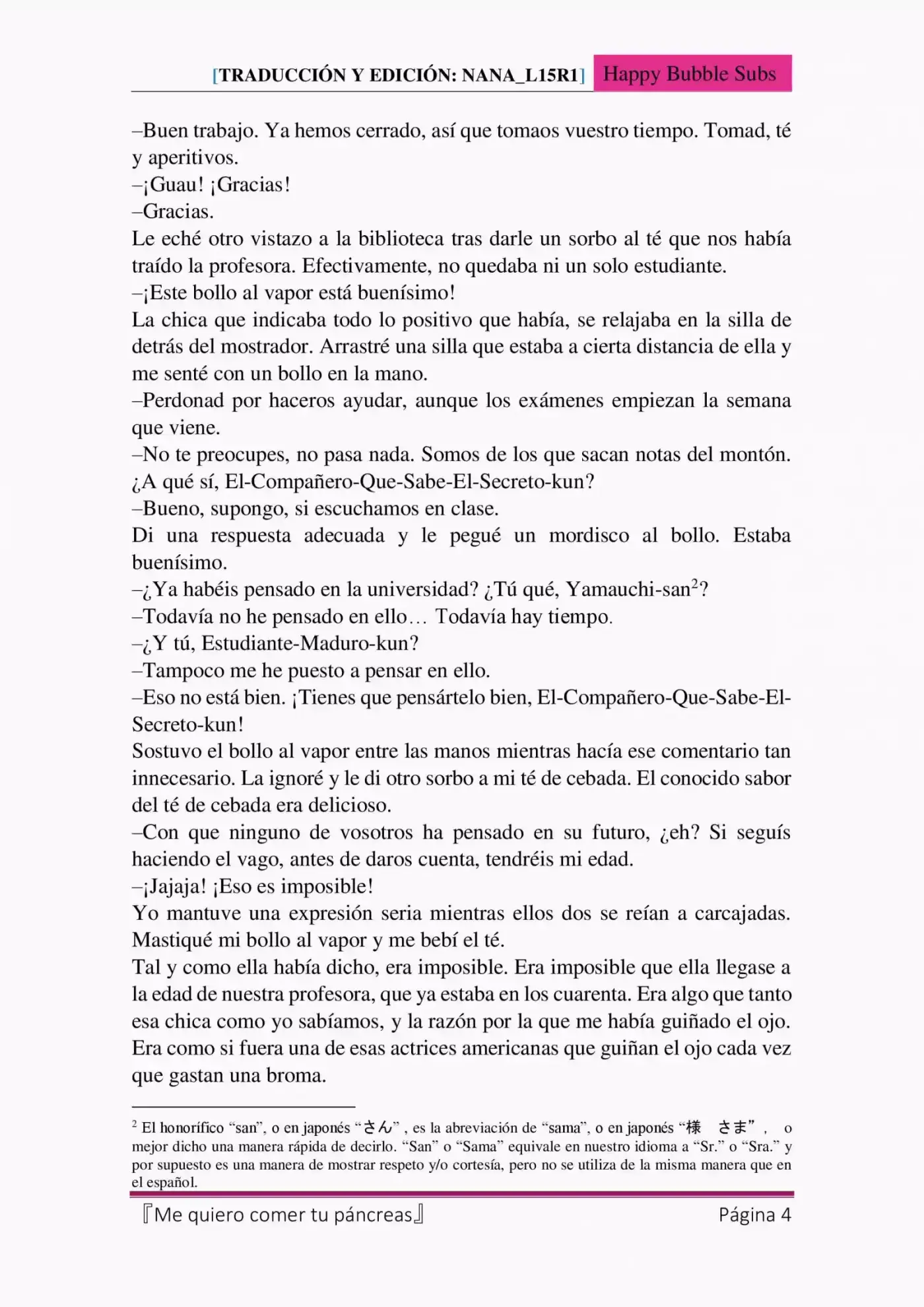 Me Quiero Comer Tu Páncreas (Novela) - Capítulo 1 - Página 4 - LectorTMOo