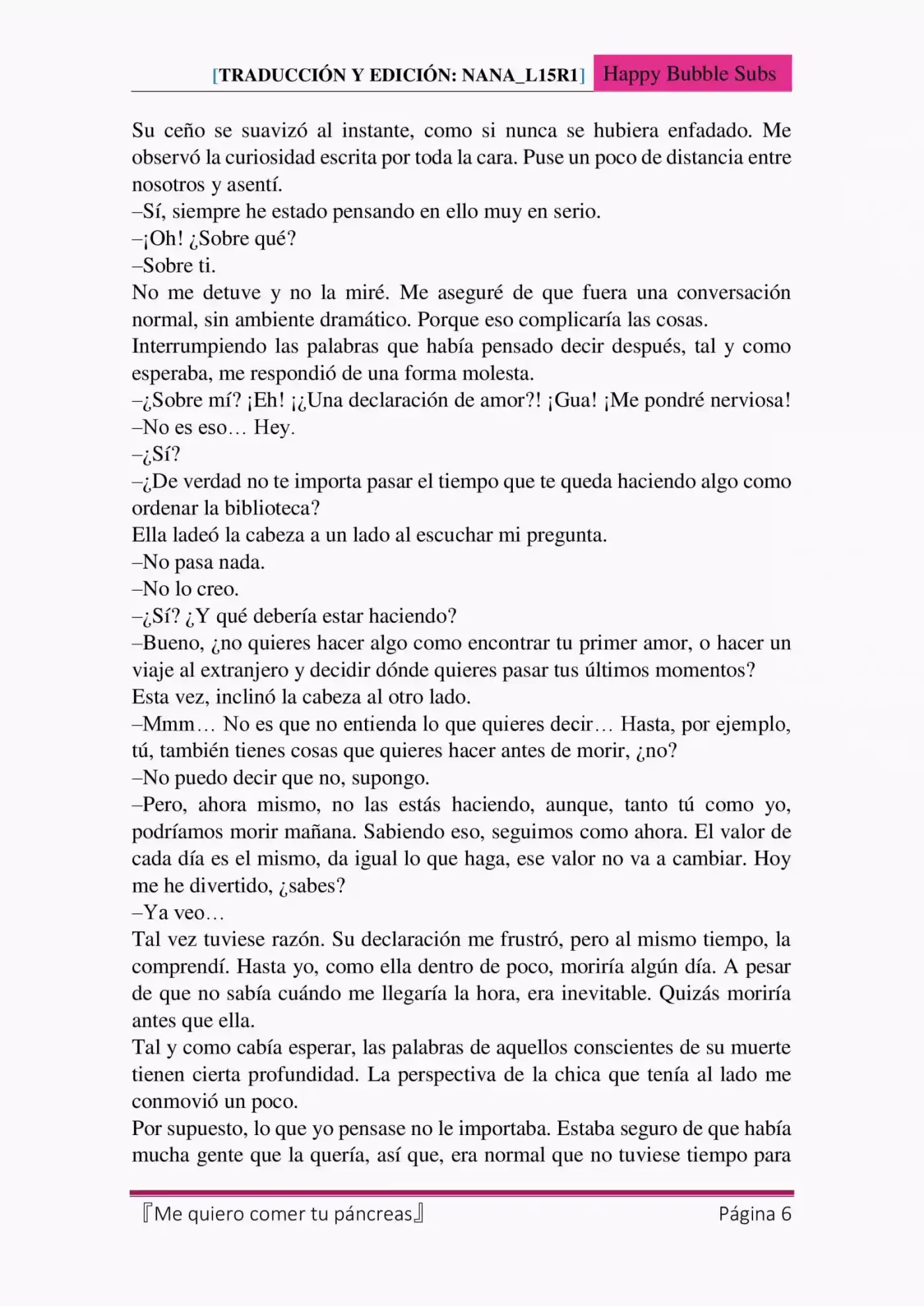 Me Quiero Comer Tu Páncreas (Novela) - Capítulo 1 - Página 6 - LectorTMOo
