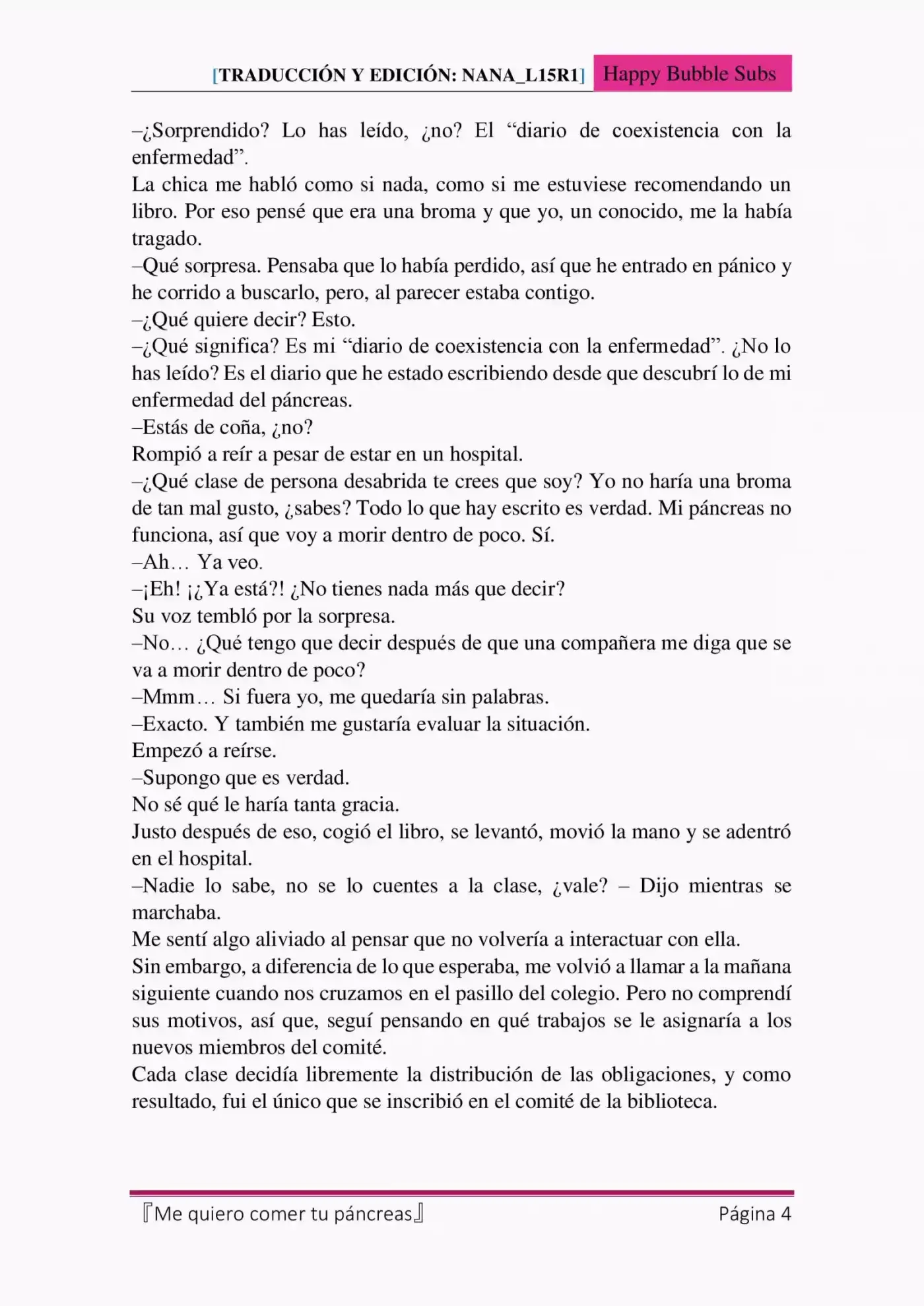 Me Quiero Comer Tu Páncreas (Novela) - Capítulo 2 - Página 4 - LectorTMOo