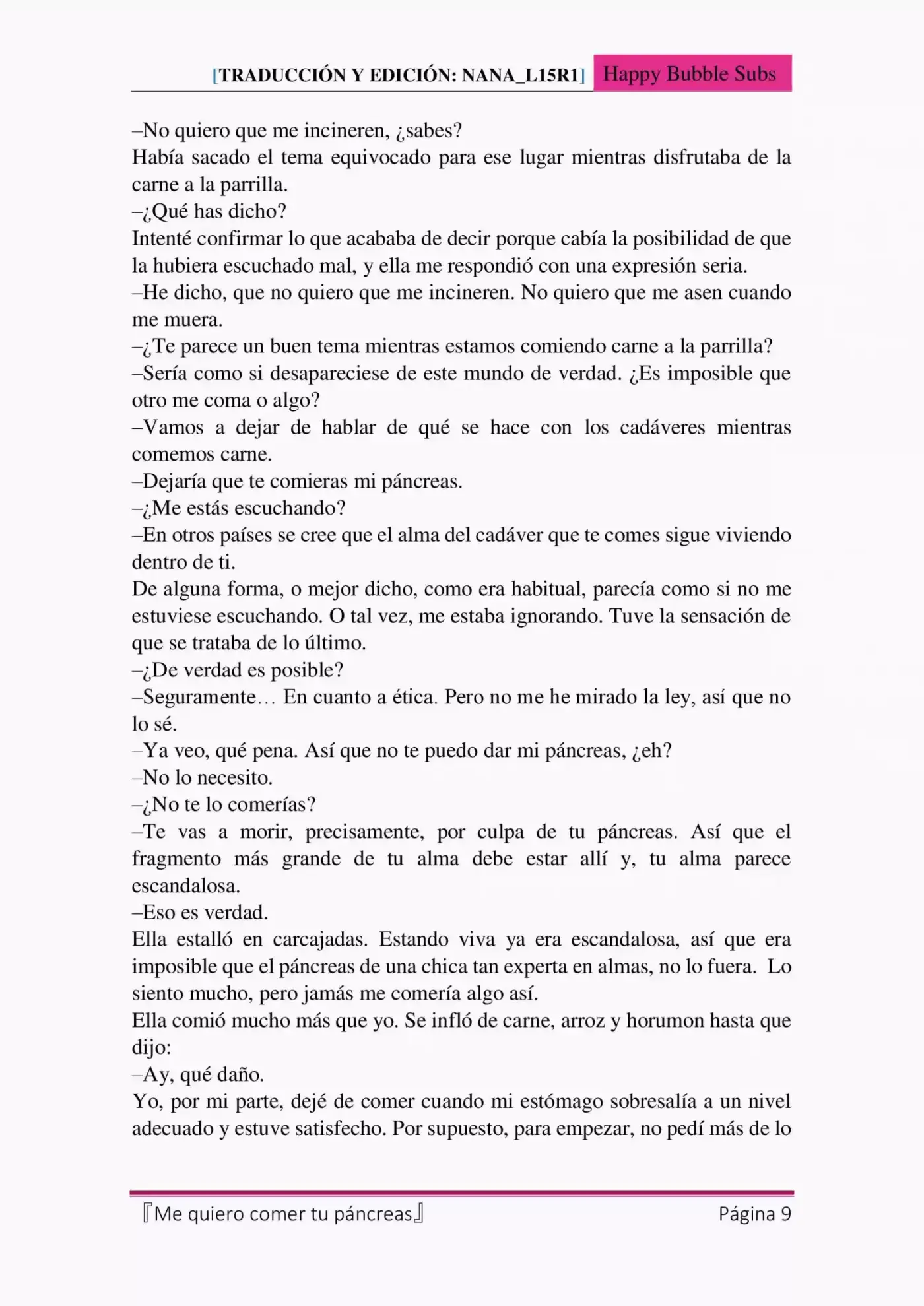 Me Quiero Comer Tu Páncreas (Novela) - Capítulo 2 - Página 9 - LectorTMOo