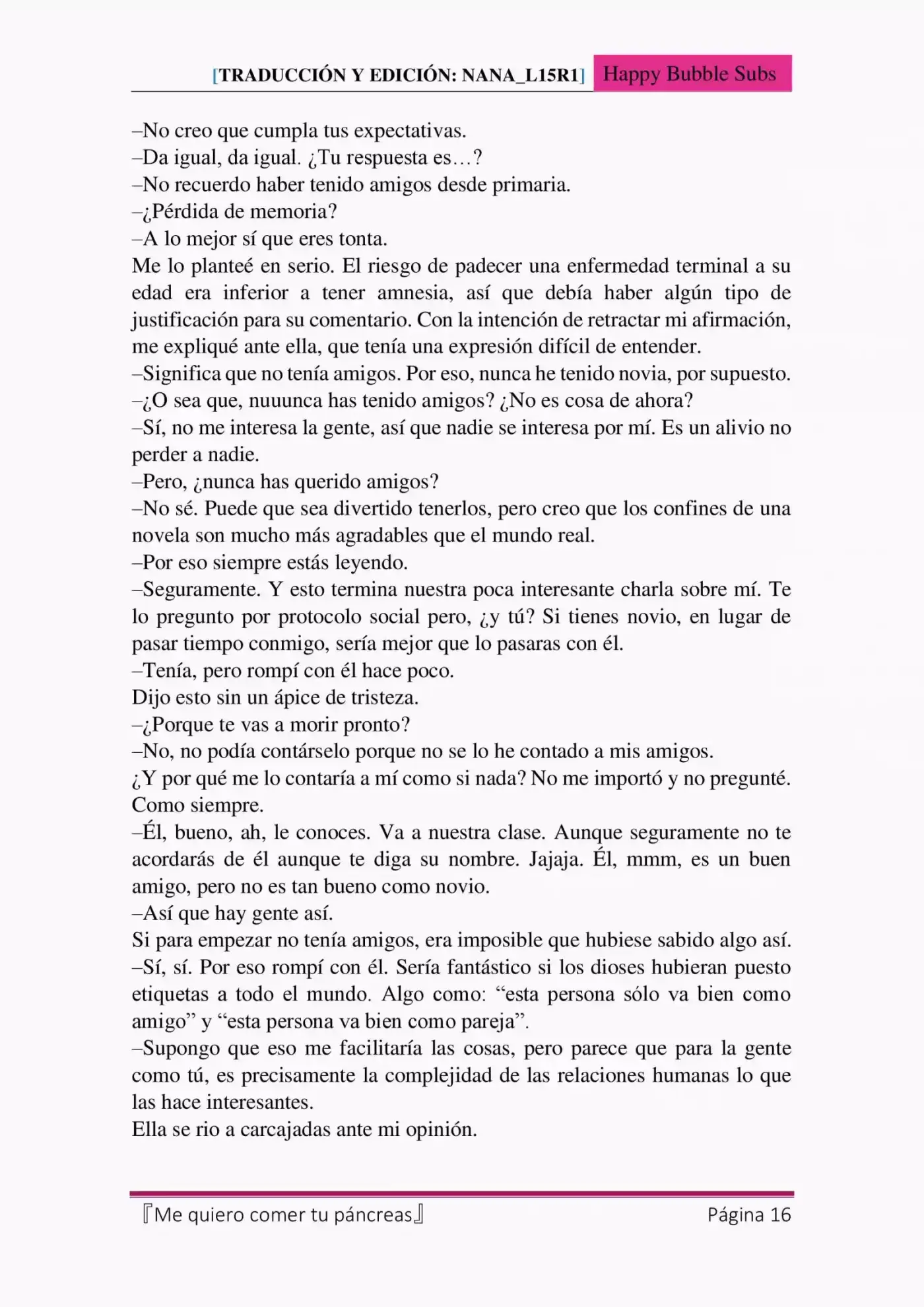 Me Quiero Comer Tu Páncreas (Novela) - Capítulo 2 - Página 16 - LectorTMOo