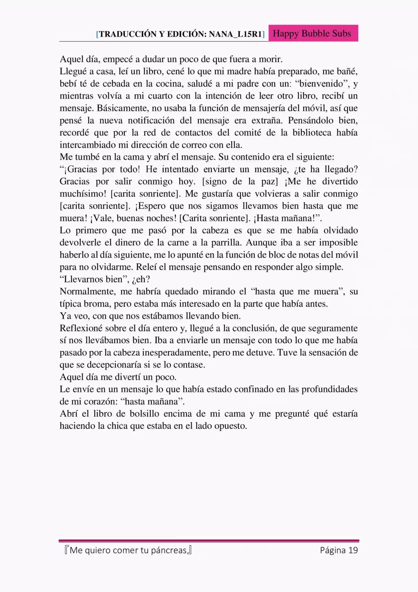Me Quiero Comer Tu Páncreas (Novela) - Capítulo 2 - Página 19 - LectorTMOo