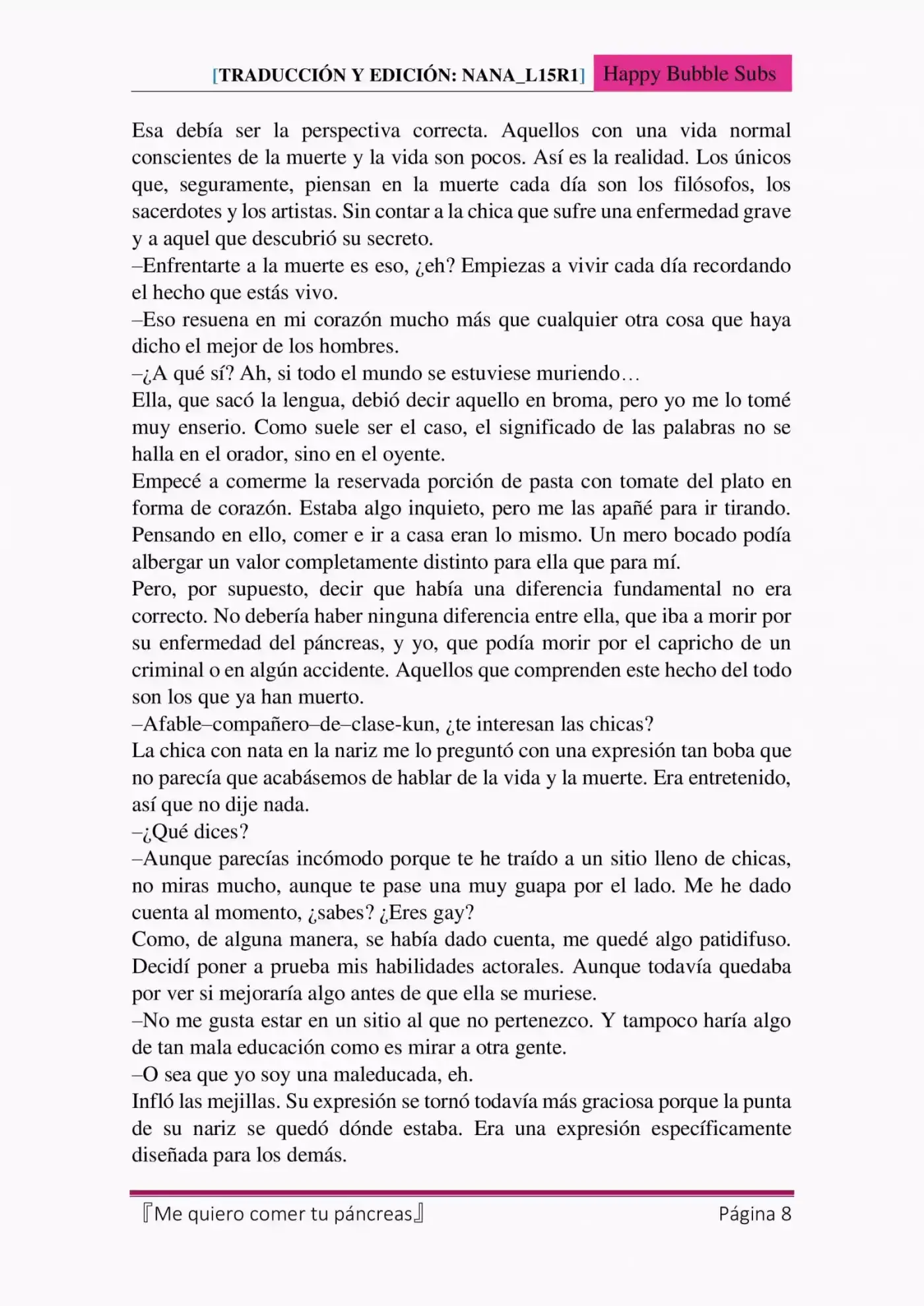 Me Quiero Comer Tu Páncreas (Novela) - Capítulo 3 - Página 8 - LectorTMOo