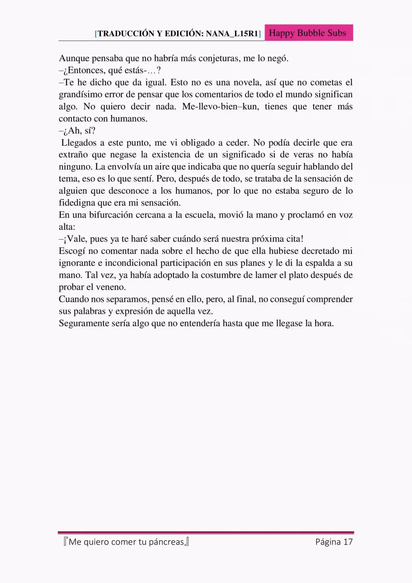 Me Quiero Comer Tu Páncreas (Novela) - Capítulo 3 - Página 17 - LectorTMOo