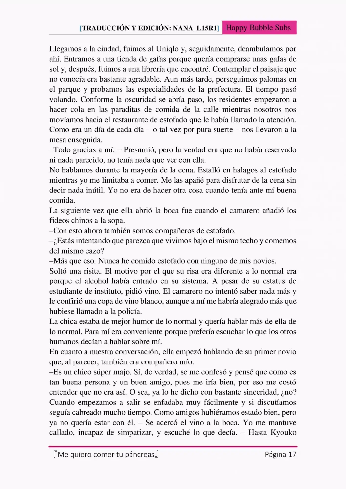 Me Quiero Comer Tu Páncreas (Novela) - Capítulo 4 - Página 17 - LectorTMOo
