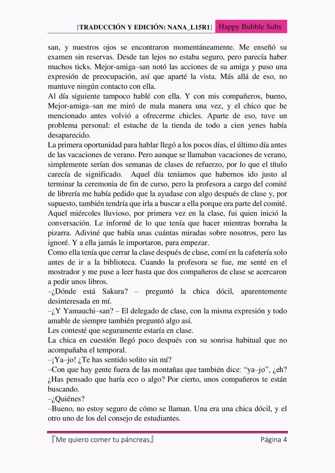 Me Quiero Comer Tu Páncreas (Novela) - Capítulo 5 - Página 4 - LectorTMOo